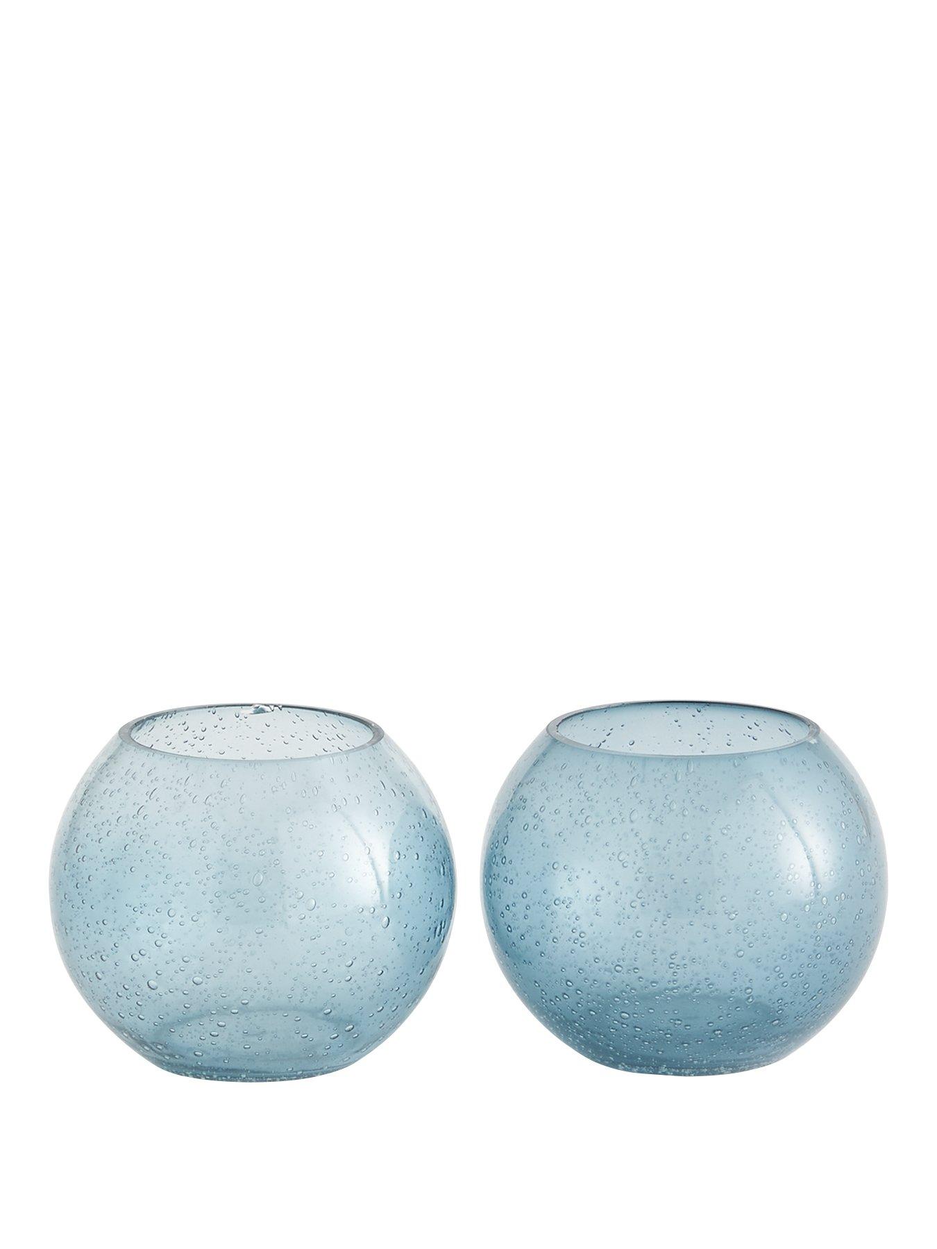 Product photograph of Set Of 2 Bubble Tealight Holders - Blue from very.co.uk