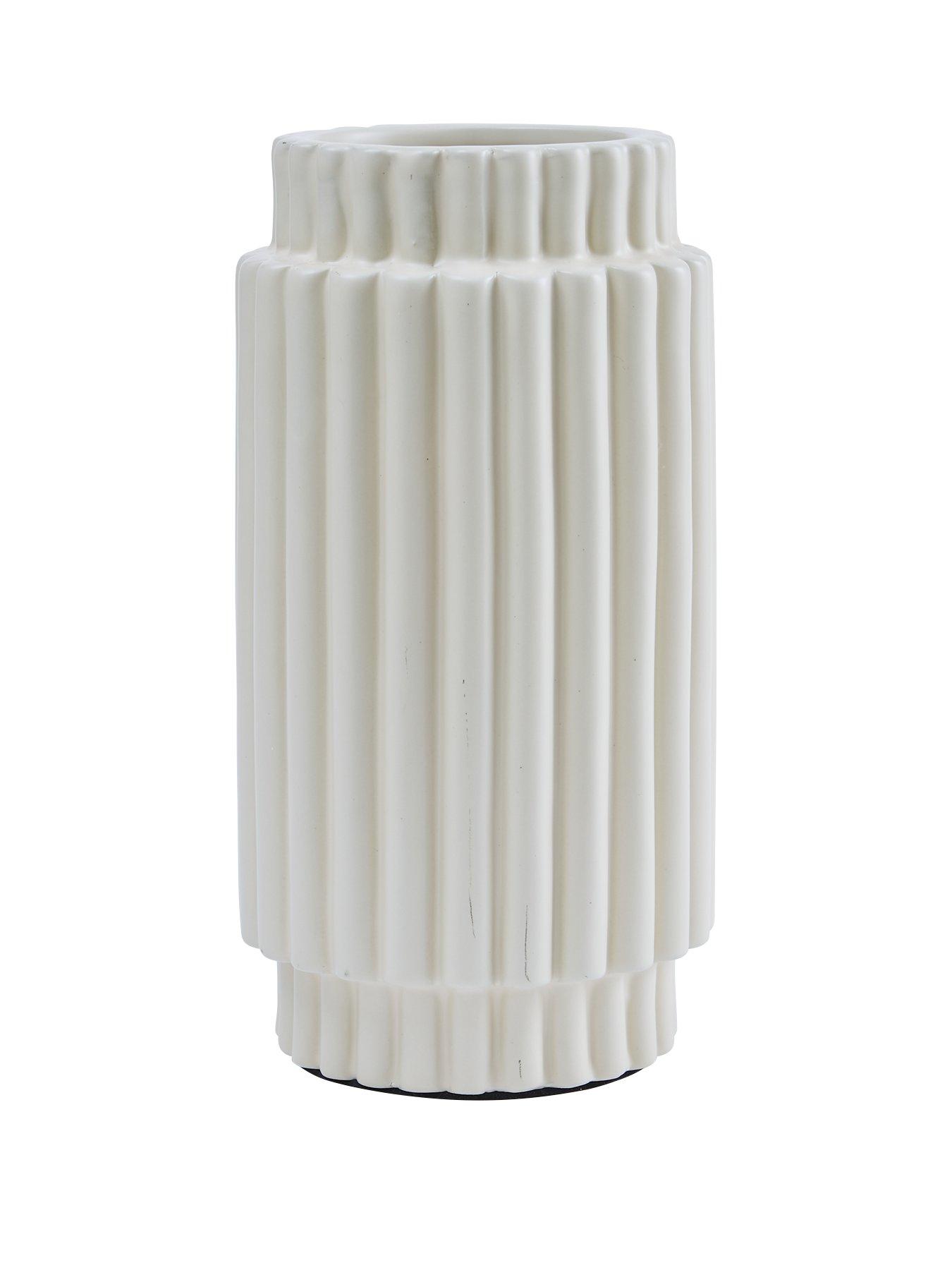 Product photograph of Sophie Ribbed Vase In Beige from very.co.uk