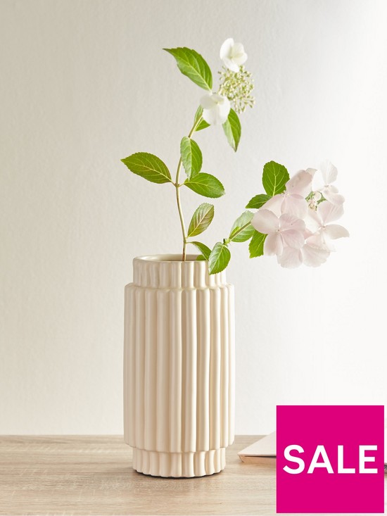 stillFront image of very-home-sophie-ribbed-vase-in-beige