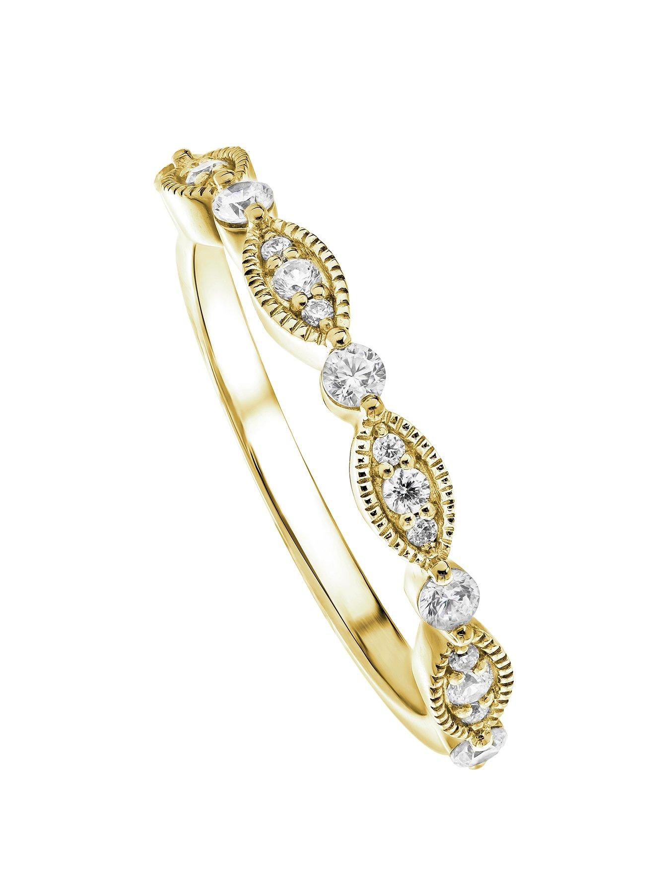 Image 1 of 5 of Created Brilliance Florence Created Brilliance 18ct Yellow Gold 0.25ct Lab Grown Diamond Vintage Inspired Wedding Band