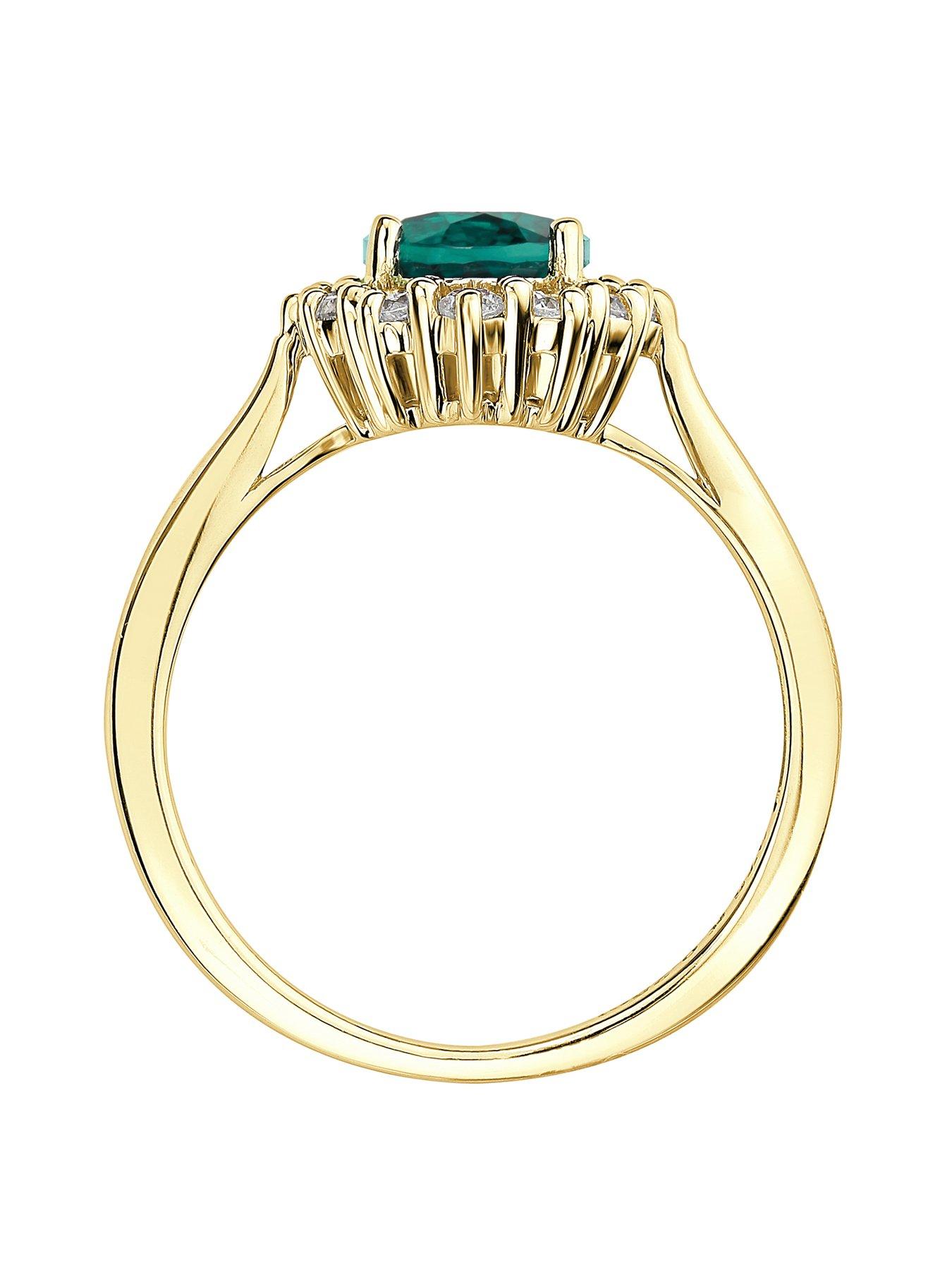 Image 4 of 6 of Created Brilliance Cate Created Brilliance 9ct Gold Created Emerald and 0.25ct Lab Grown Diamond Cluster Ring
