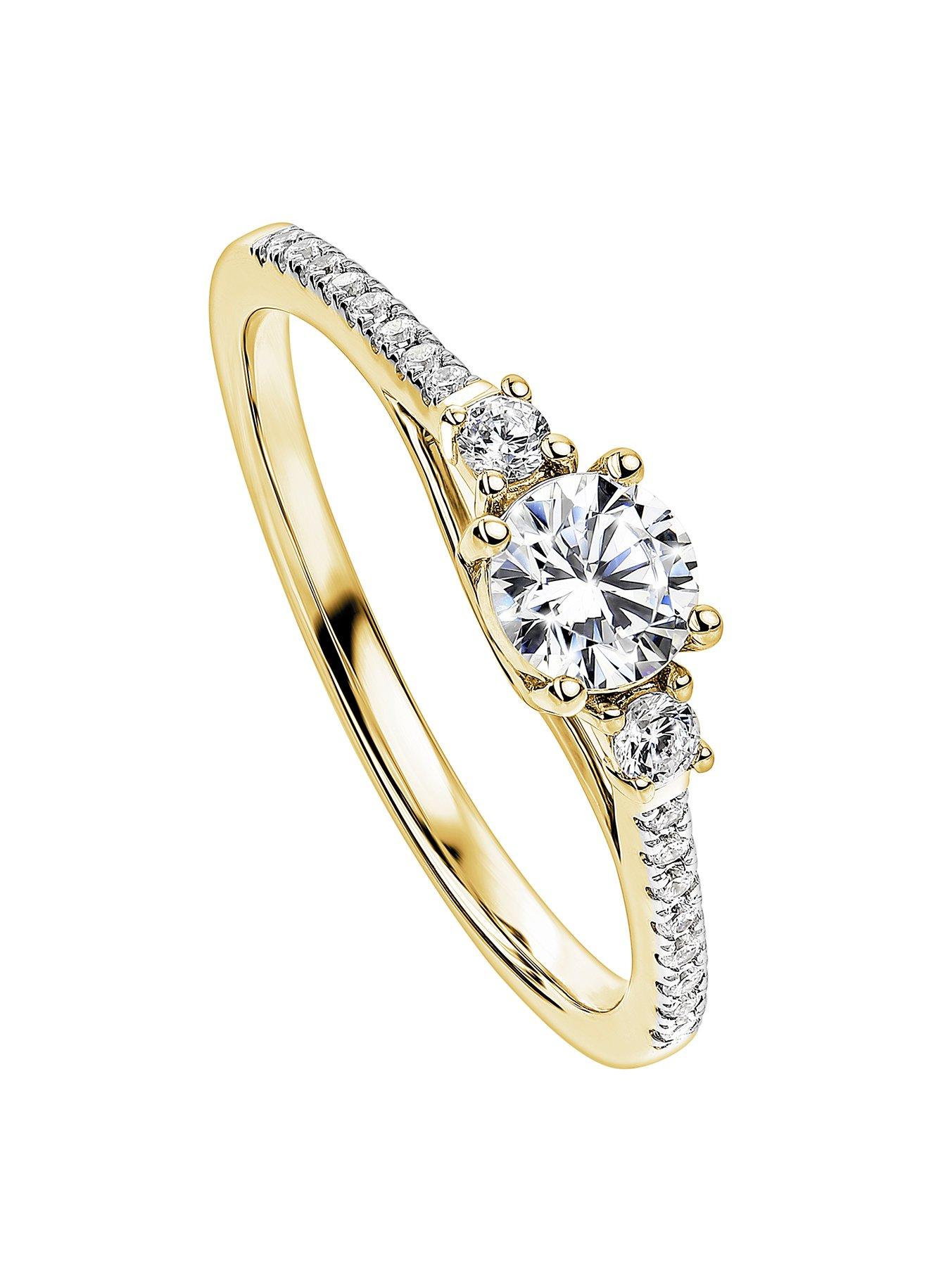 Product photograph of Created Brilliance Olivia Created Brilliance 9ct Yellow Gold 0 45ct Lab Grown Diamond Three Stone Ring from very.co.uk