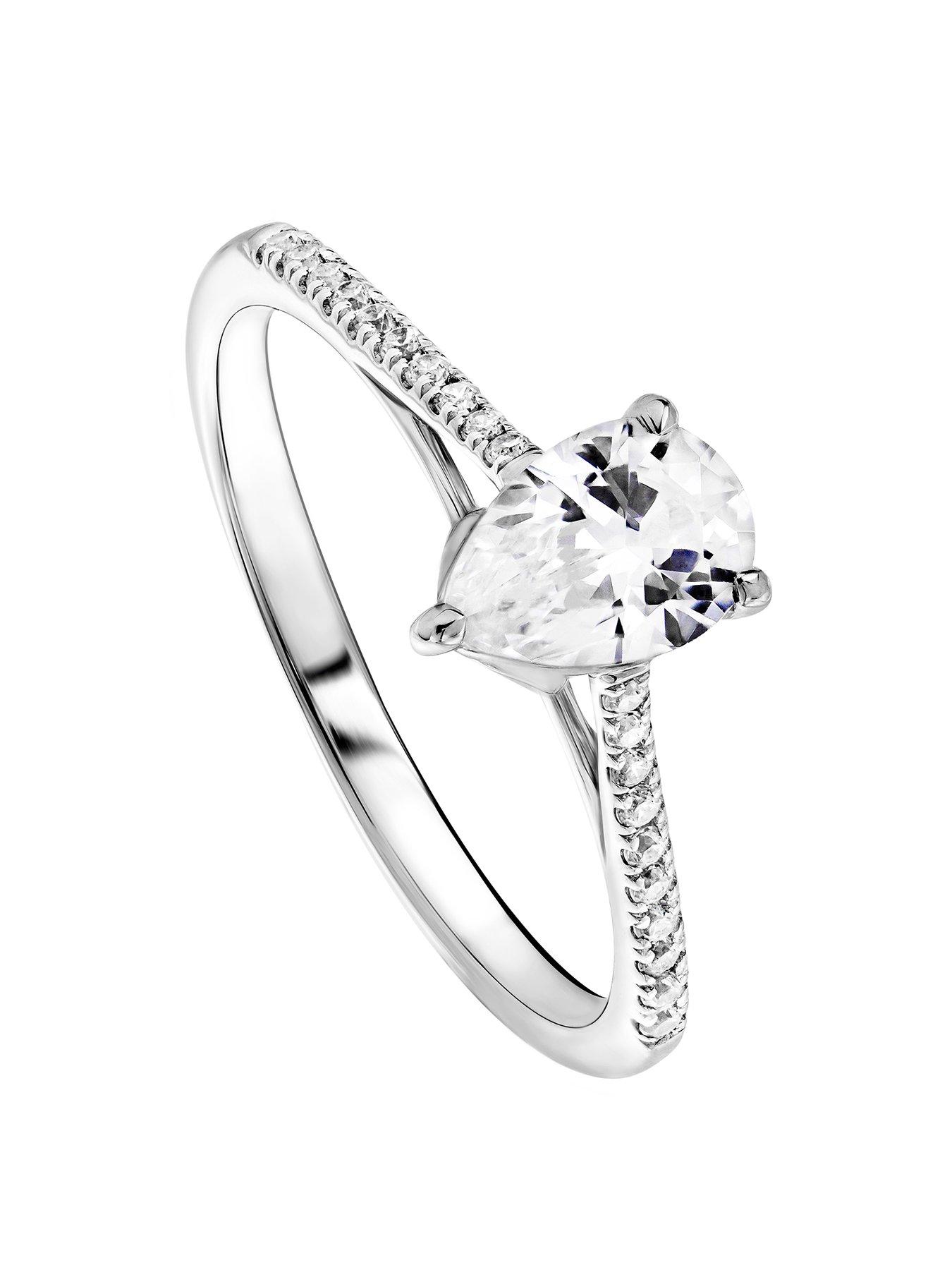 Product photograph of Created Brilliance Rachel Created Brilliance 9ct White Gold Pear 0 75ct Lab Grown Diamond Ring from very.co.uk