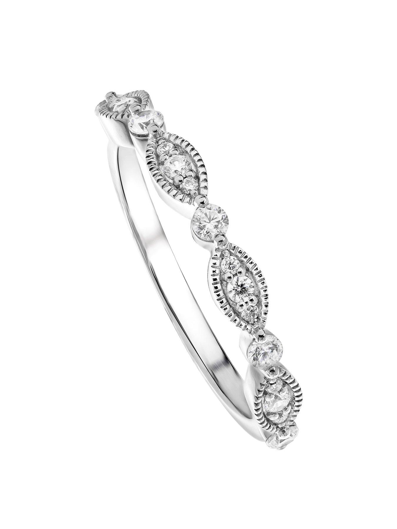 Product photograph of Created Brilliance Florence Created Brilliance 18ct White Gold 0 25ct Lab Grown Diamond Vintage Inspired Wedding Band from very.co.uk