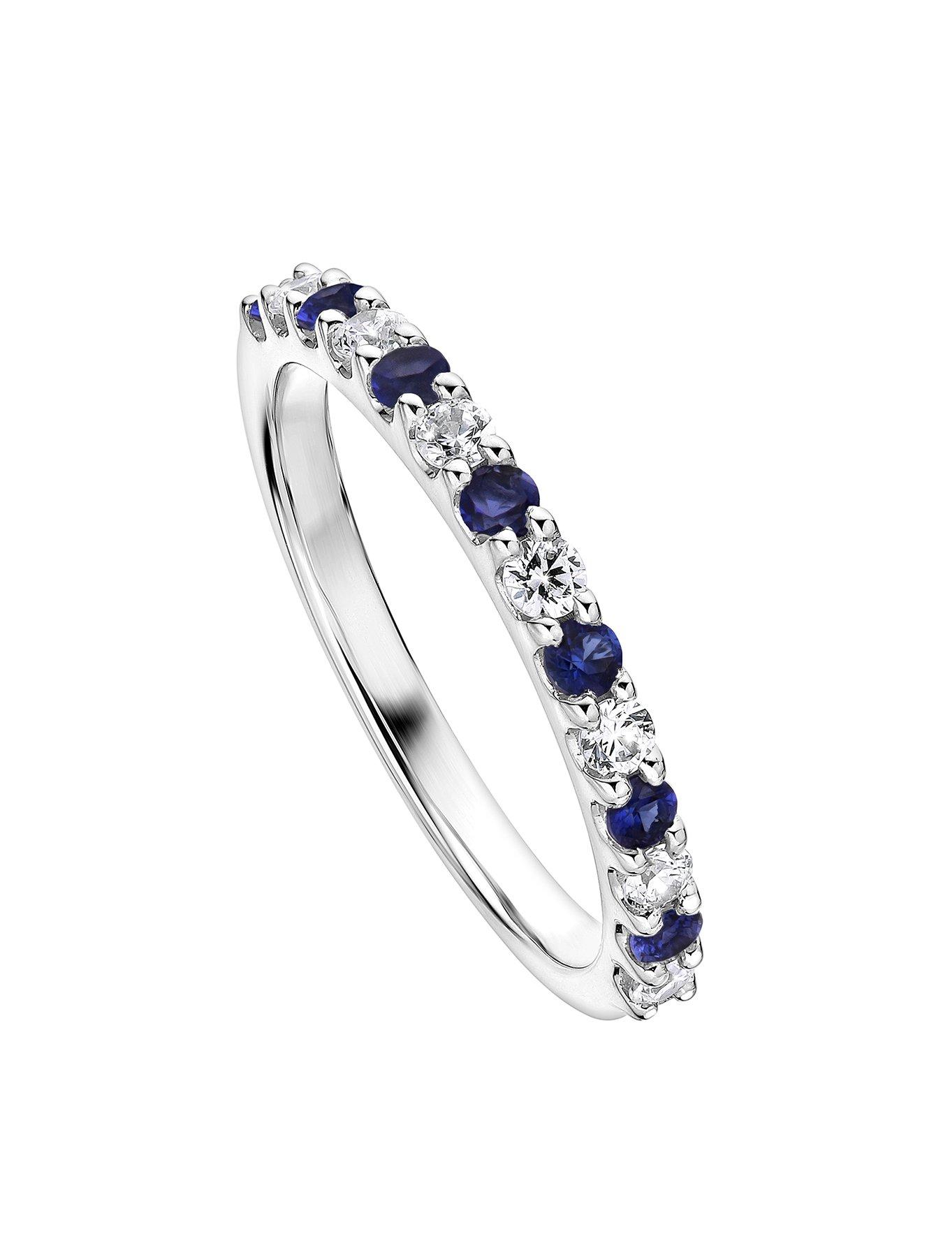 Product photograph of Created Brilliance Odette Created Brilliance 9ct White Gold Created Sapphire And 0 25ct Lab Grown Diamond Eternity Ring from very.co.uk
