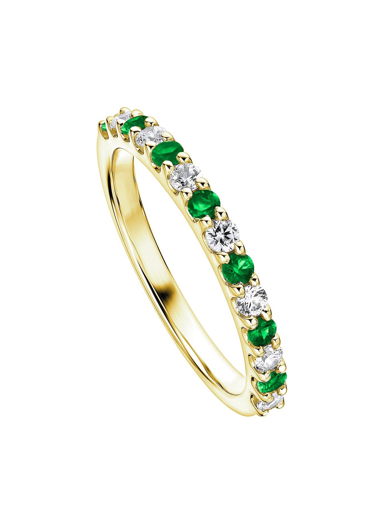 Product photograph of Created Brilliance Odette Created Brilliance 9ct Yellow Gold Created Emerald And 0 25ct Lab Grown Diamond Eternity Ring from very.co.uk