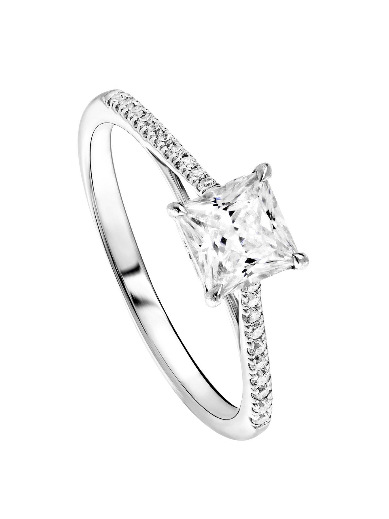 Product photograph of Created Brilliance Vivian Created Brilliance 9ct White Gold Princess Cut 0 68ct Lab Grown Diamond Ring from very.co.uk