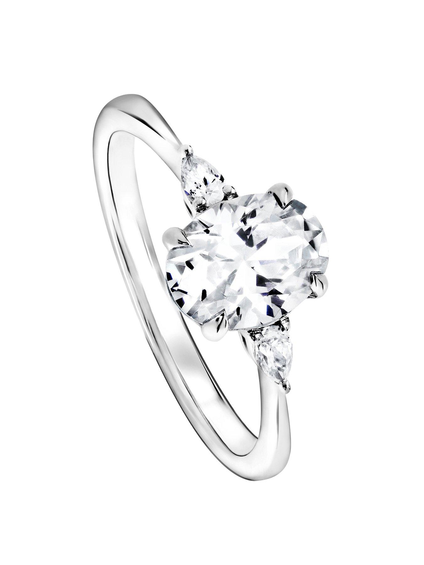 Image 1 of 6 of Created Brilliance Rebecca Created Brilliance 18ct White Gold Oval and Pear 1ct Lab Grown Diamond Ring