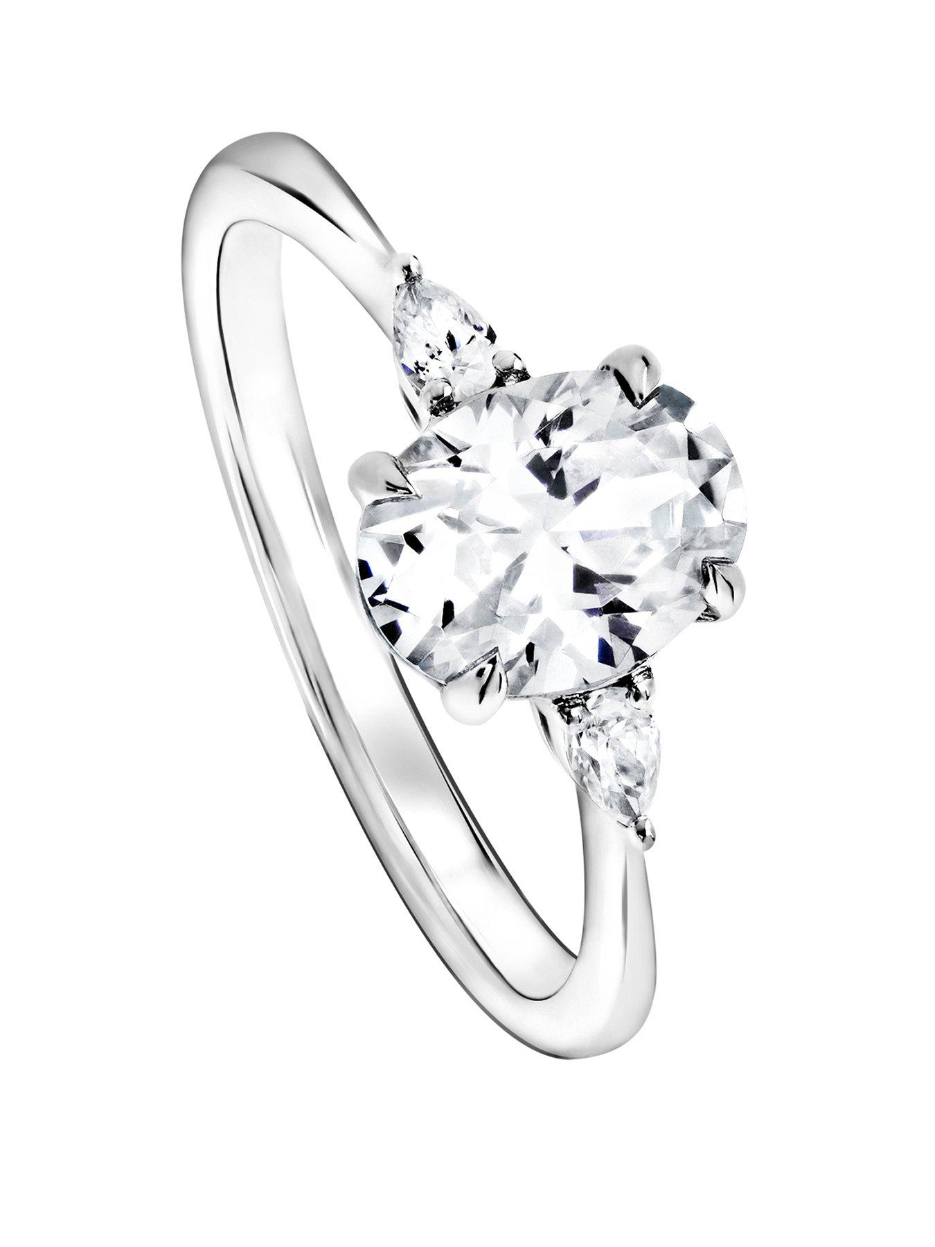 Image 1 of 6 of Created Brilliance Rebecca Created Brilliance 18ct White Gold Oval and Pear 1ct Lab Grown Diamond Ring