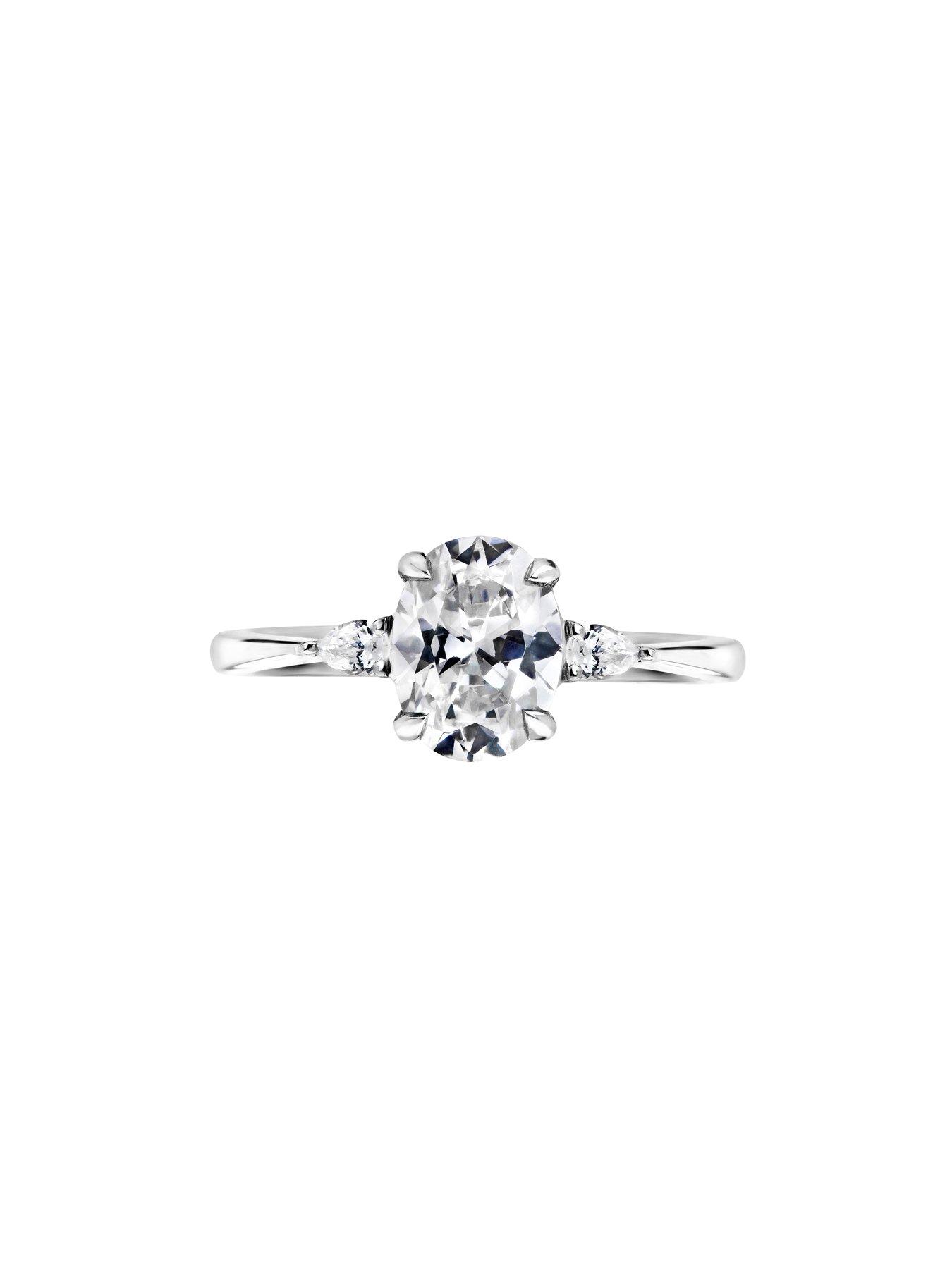 Image 3 of 6 of Created Brilliance Rebecca Created Brilliance 18ct White Gold Oval and Pear 1ct Lab Grown Diamond Ring