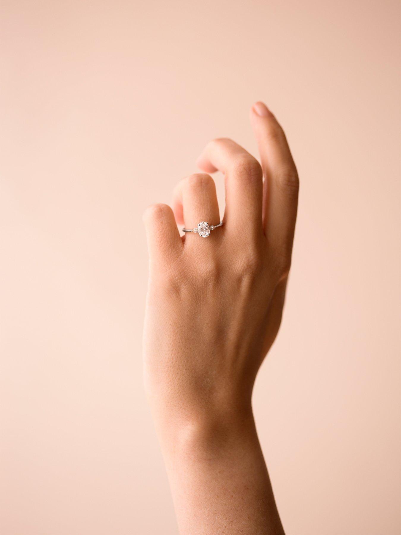 Image 4 of 6 of Created Brilliance Rebecca Created Brilliance 18ct White Gold Oval and Pear 1ct Lab Grown Diamond Ring