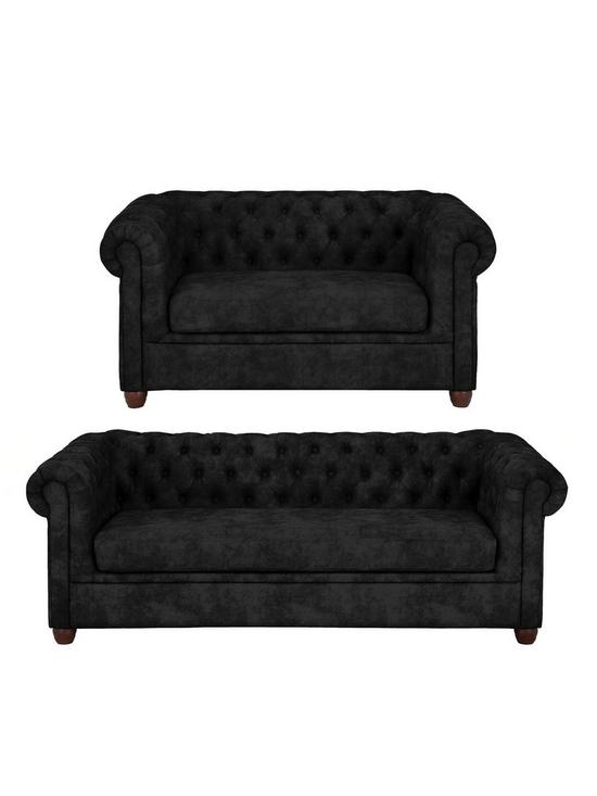 front image of very-home-chester-chesterfieldnbspleather-looknbsp3-seater-2-seater-sofa-set-blacknbspbuy-and-save