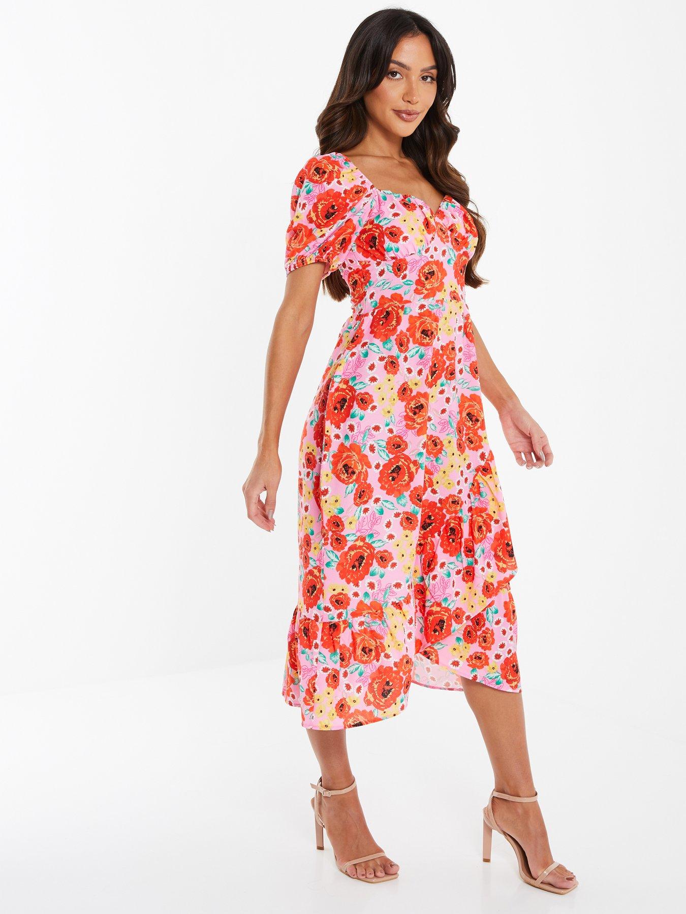 quiz red floral dress