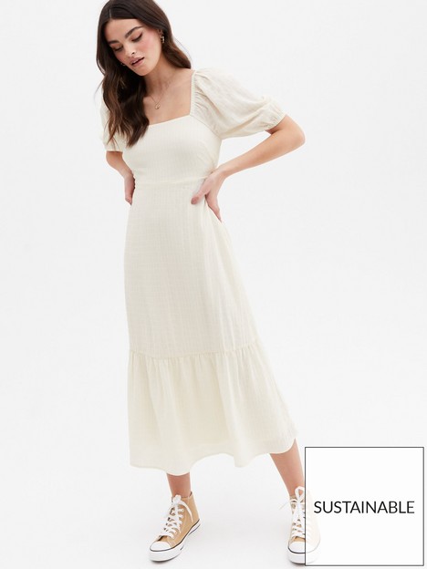 new-look-white-textured-square-neck-tiered-midi-dress
