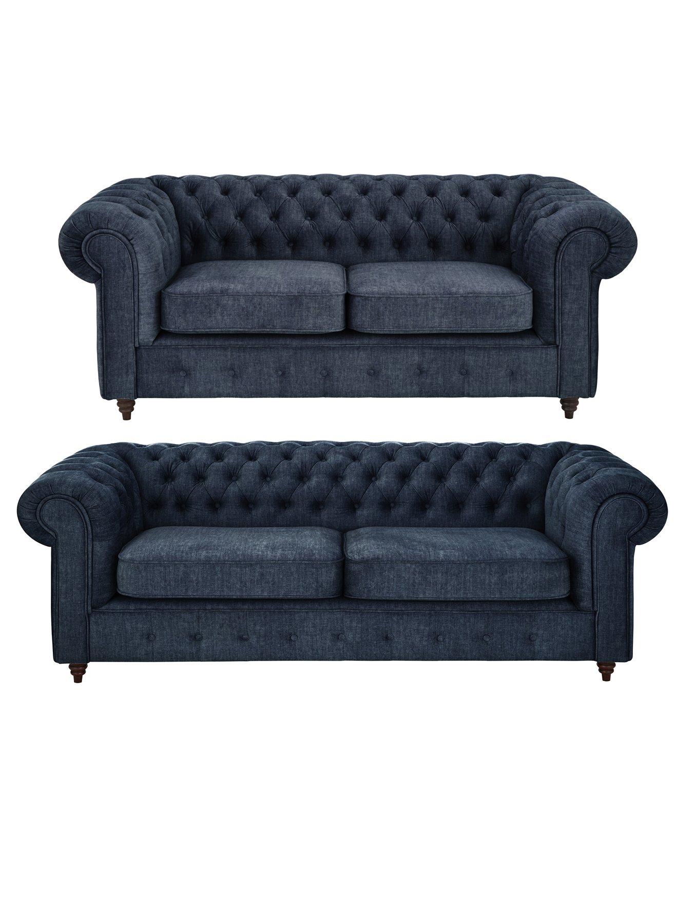 Navy store chesterfield sofa