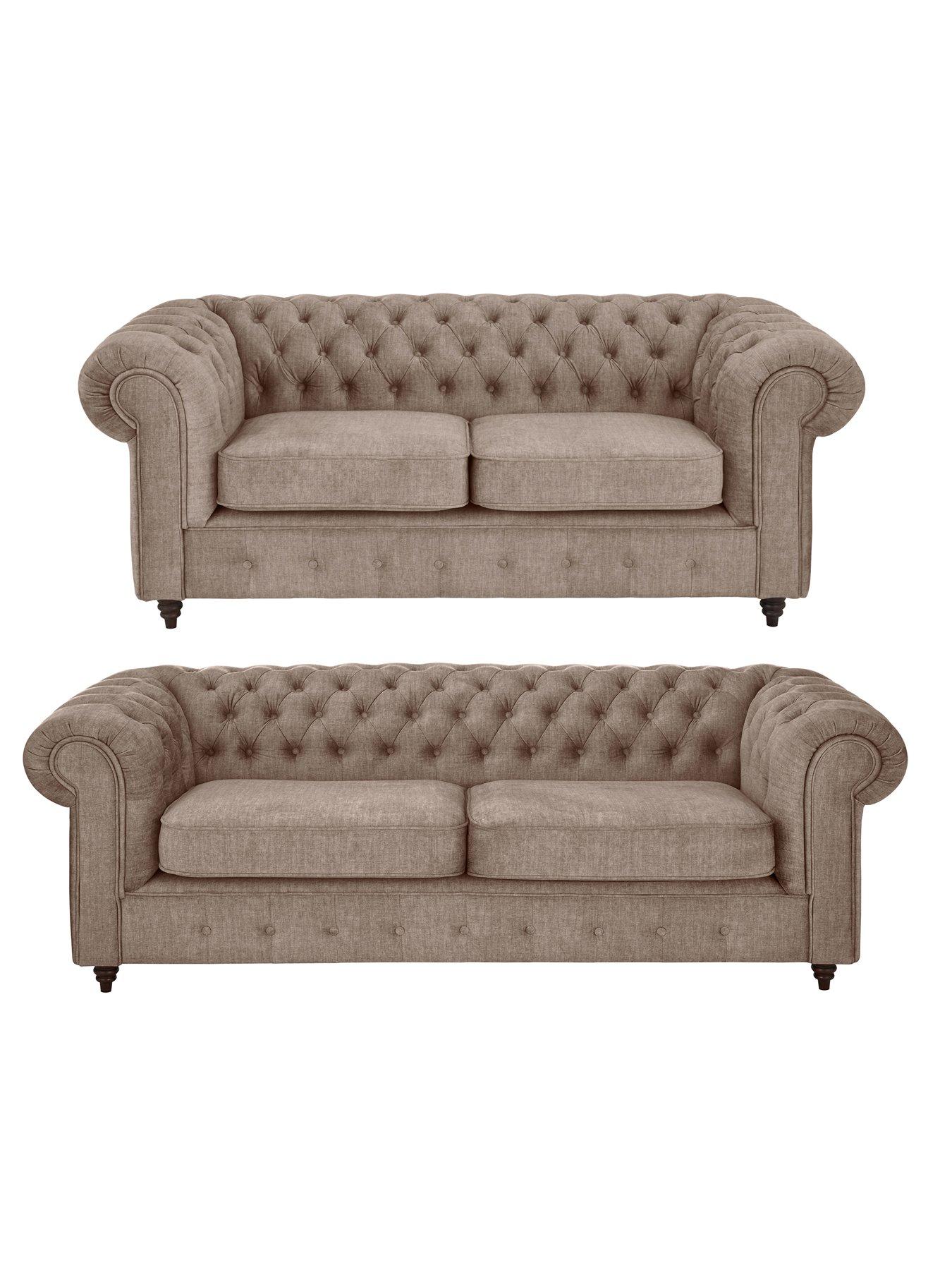 undefined Laura Chesterfield Fabric 3 + 2 Sofa Set - Grey (Buy and SAVE!) - FSC Certified