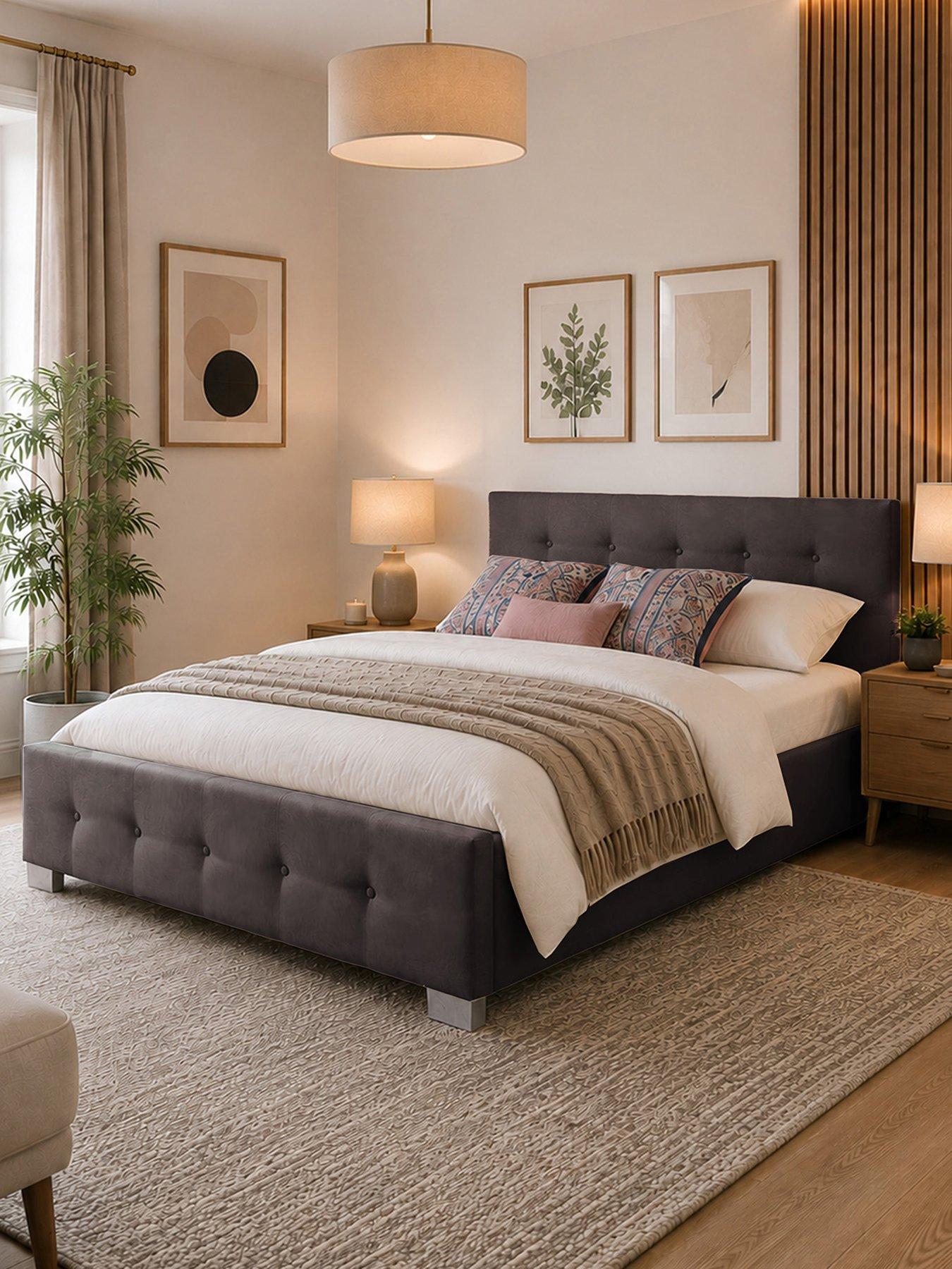 Aspire End Lift Up Linen Ottoman Bed - Black