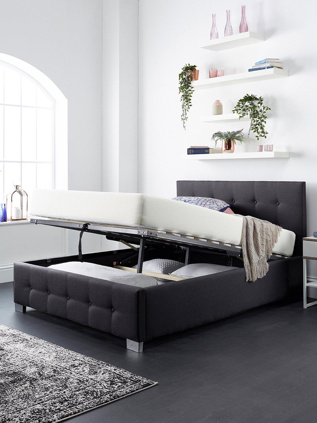 Image 2 of 5 of Aspire End Lift Up Linen Ottoman Bed - Black