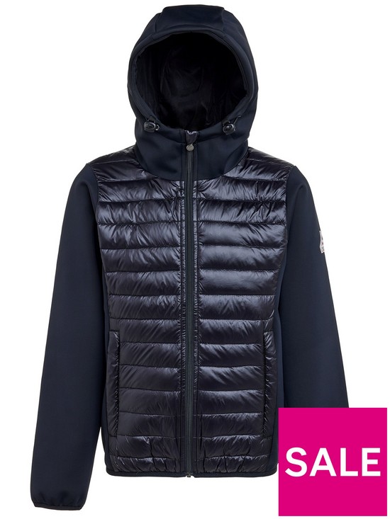 front image of pyrenex-hooded-jacket-with-padded-front-black