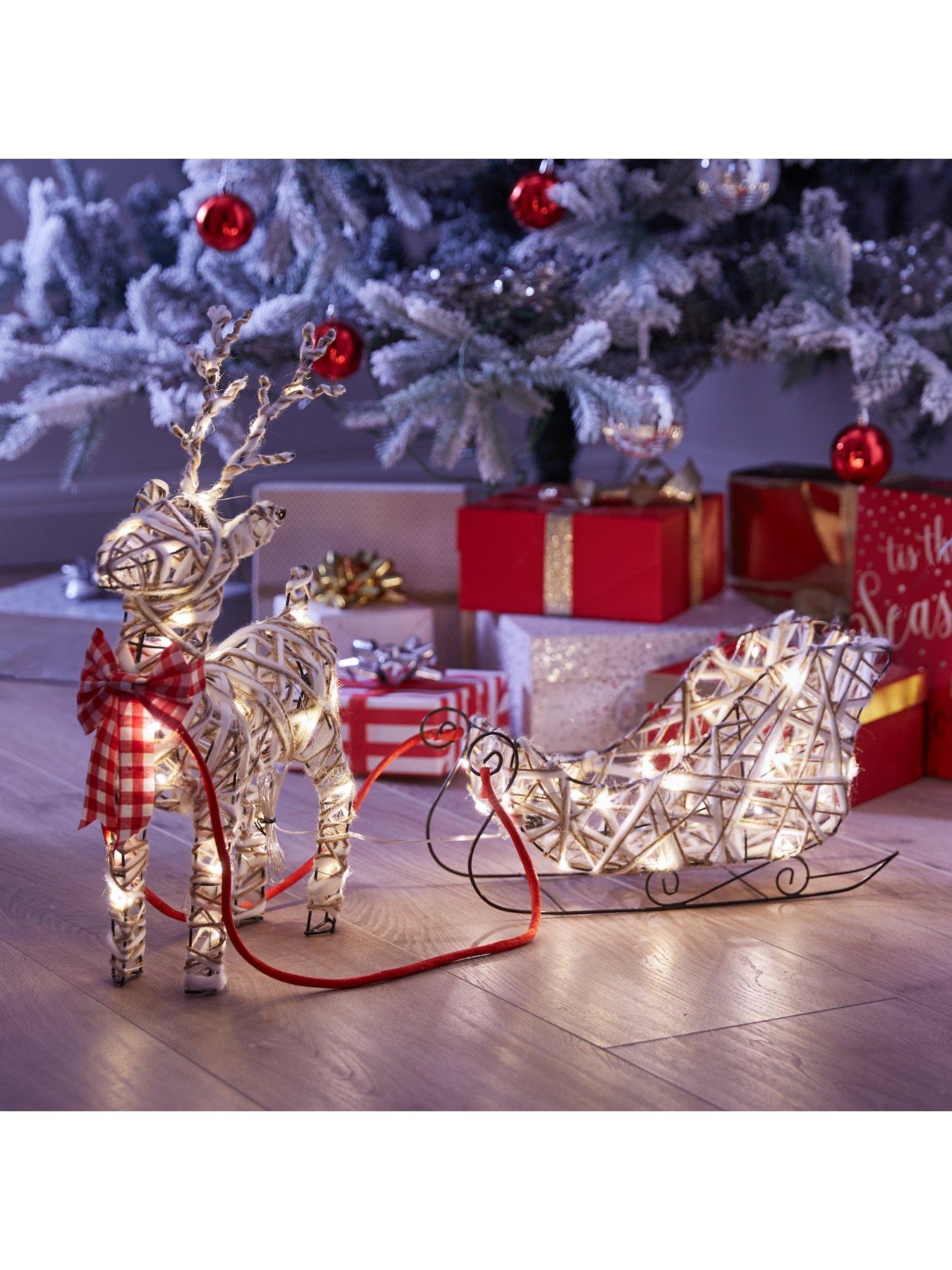 Product photograph of Very Home Lit Deer And Sleigh Christmas Decoration from very.co.uk