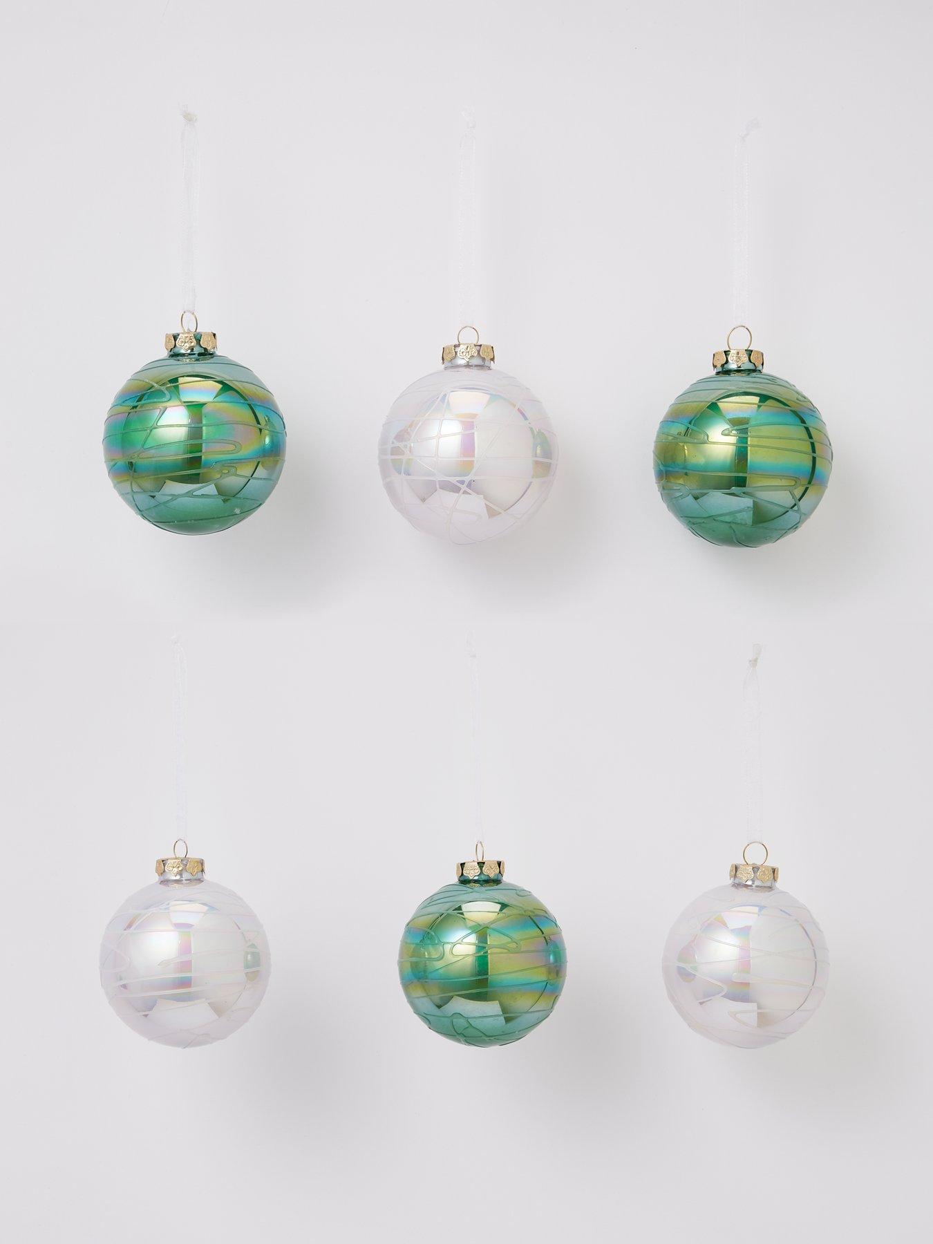 Set 6 Crackled Glass Christmas Tree Decorations very.co.uk