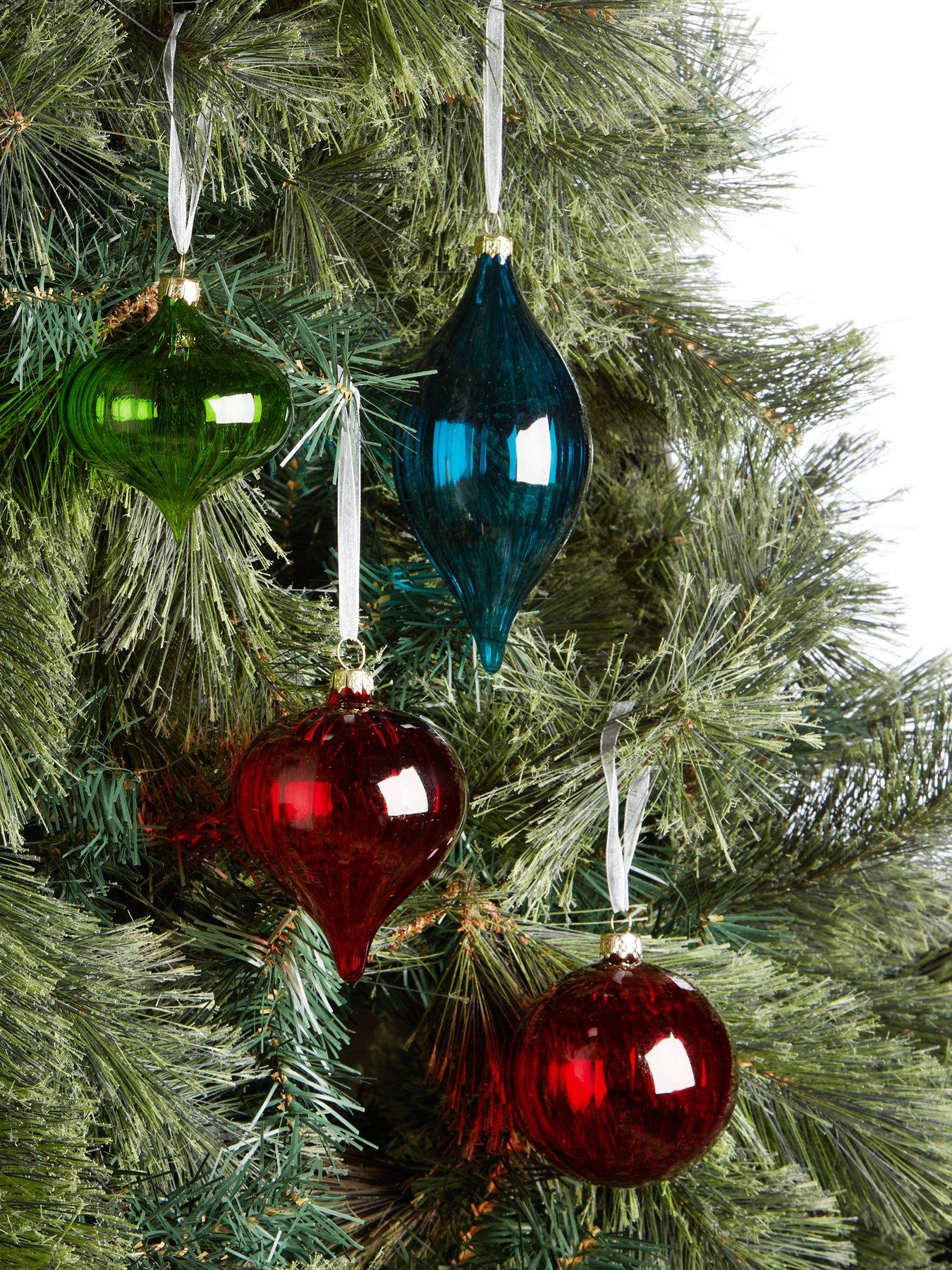 Product photograph of Set 4 Glass Glam Christmas Tree Baubles from very.co.uk