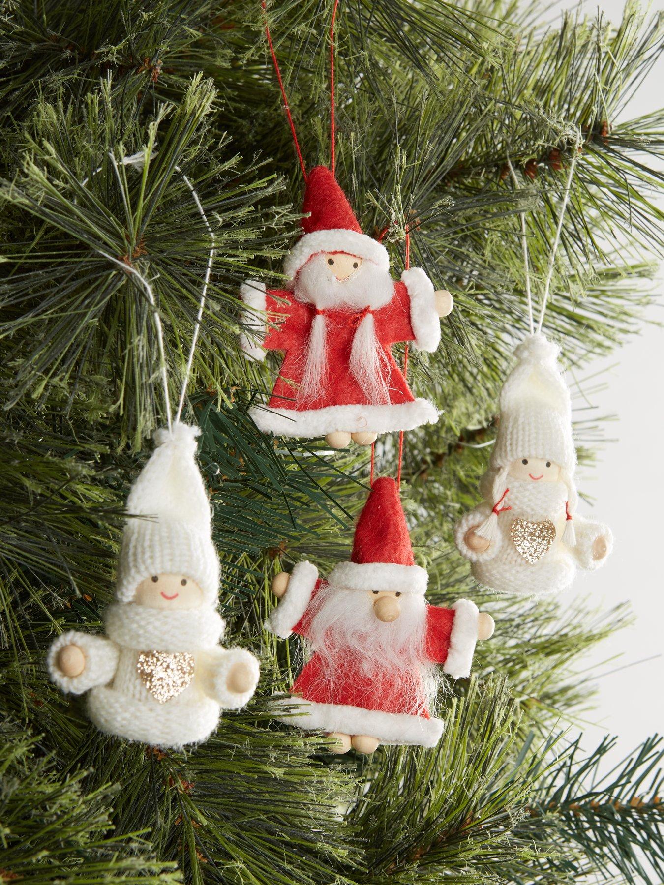 Product photograph of Set Of 4 Felt Santa Christmas Tree Decorations from very.co.uk