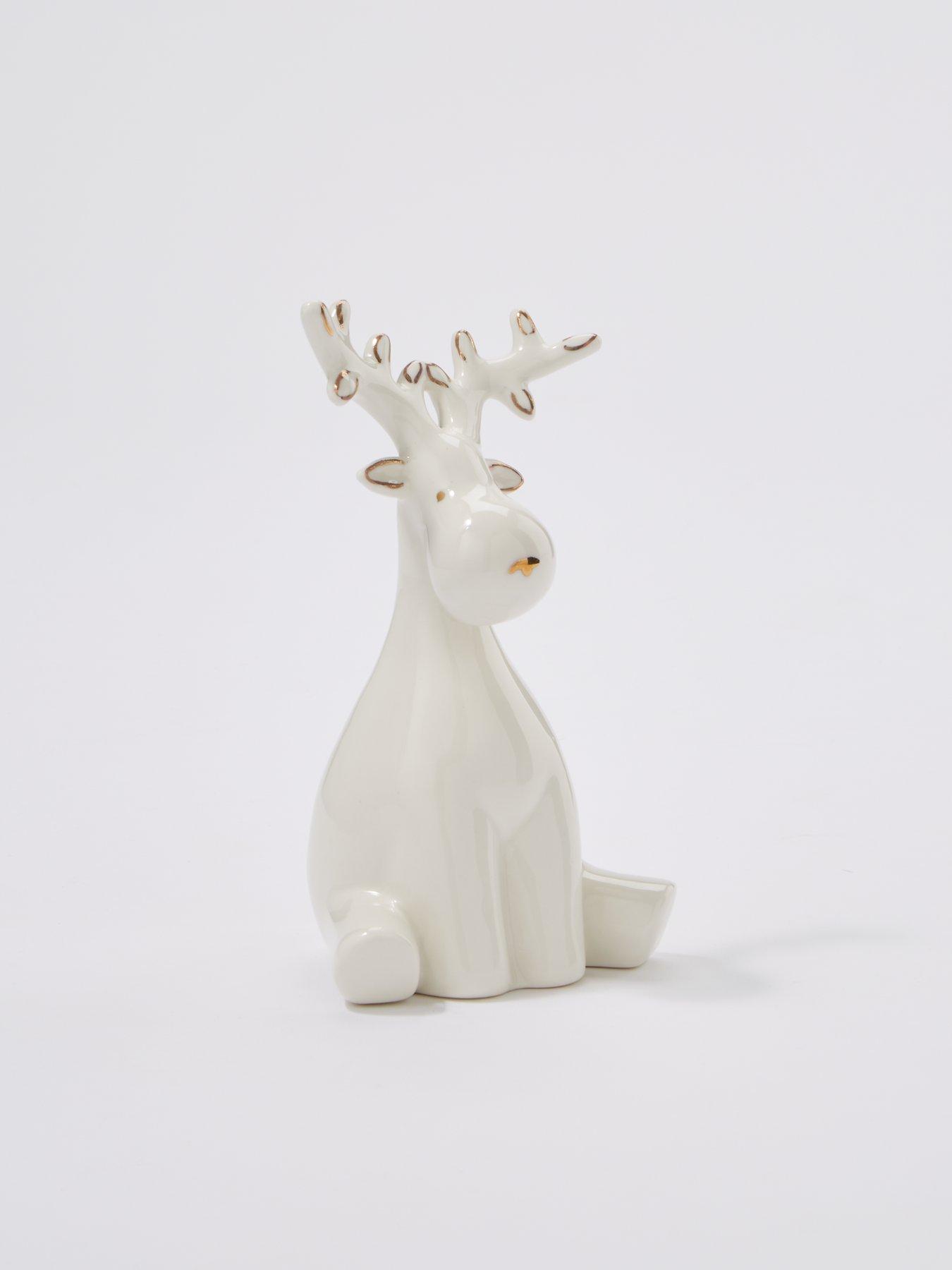  image of very-home-set-2-ceramic-deer-ornament-christmas-decorations