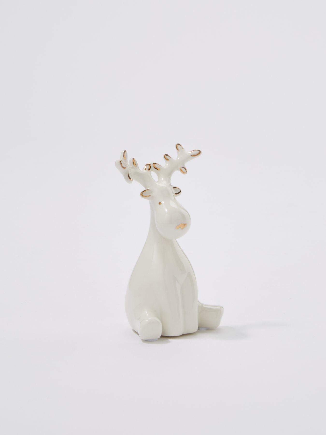  image of very-home-set-2-ceramic-deer-ornament-christmas-decorations
