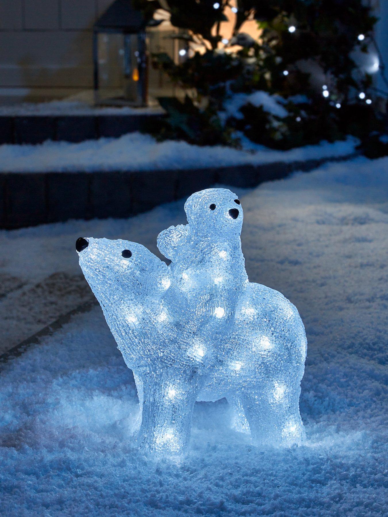 Acrylic Light Up Mummy and Baby Polar Bear Outdoor Christmas Decoration ...