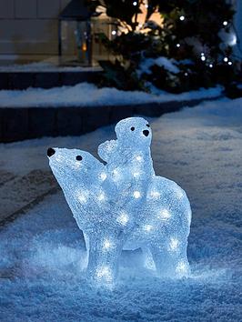 Product photograph of Very Home Acrylic Light Up Mummy And Baby Polar Bear Outdoor Christmas Decoration from very.co.uk