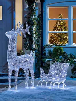 Product photograph of Very Home Large Acrylic Reindeer And Sleigh Light Up Outdoor Christmas Decoration from very.co.uk