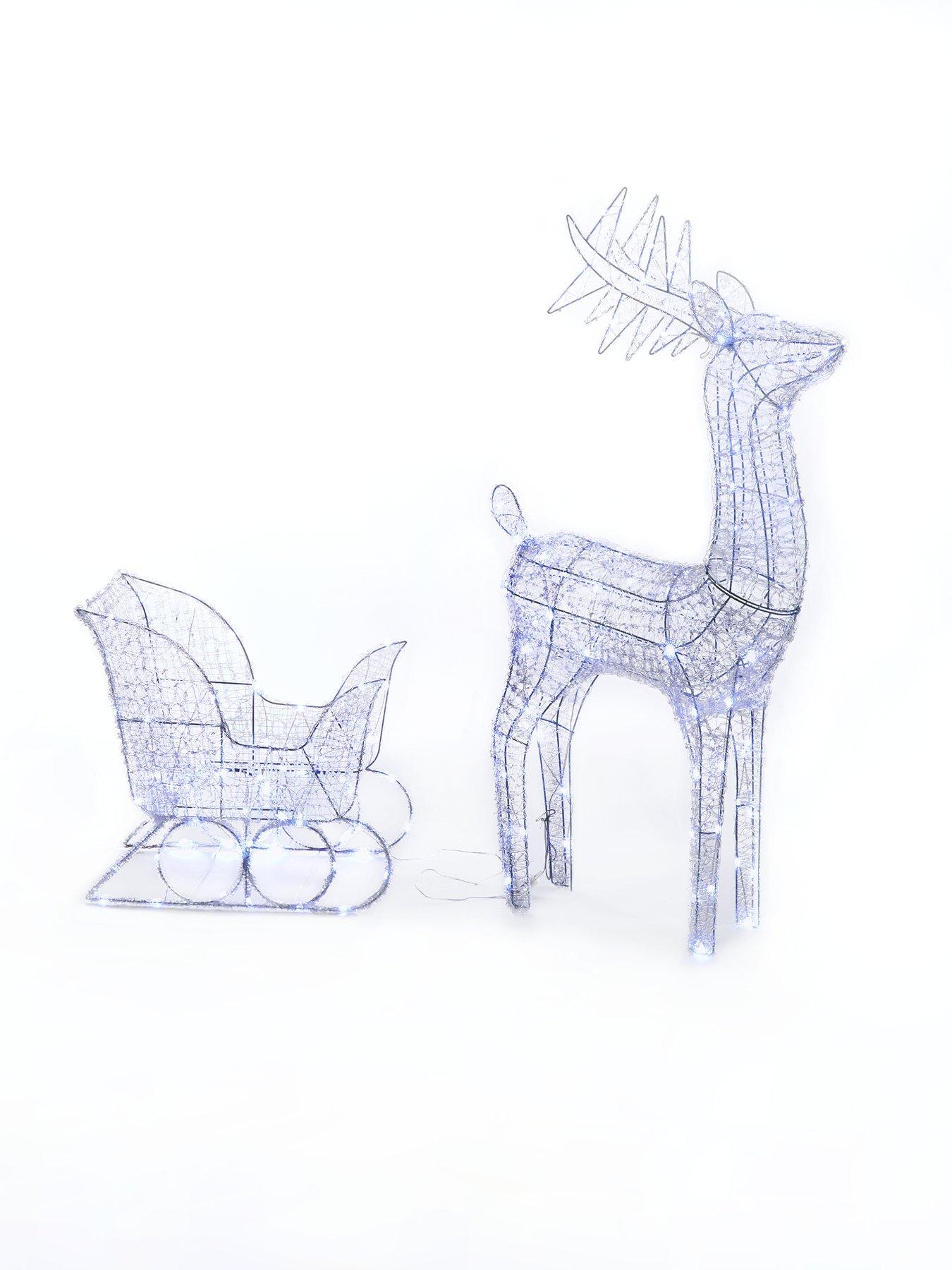 Image 2 of 5 of Very Home Large&nbsp;Acrylic Reindeer and Sleigh Light Up Outdoor Christmas Decoration