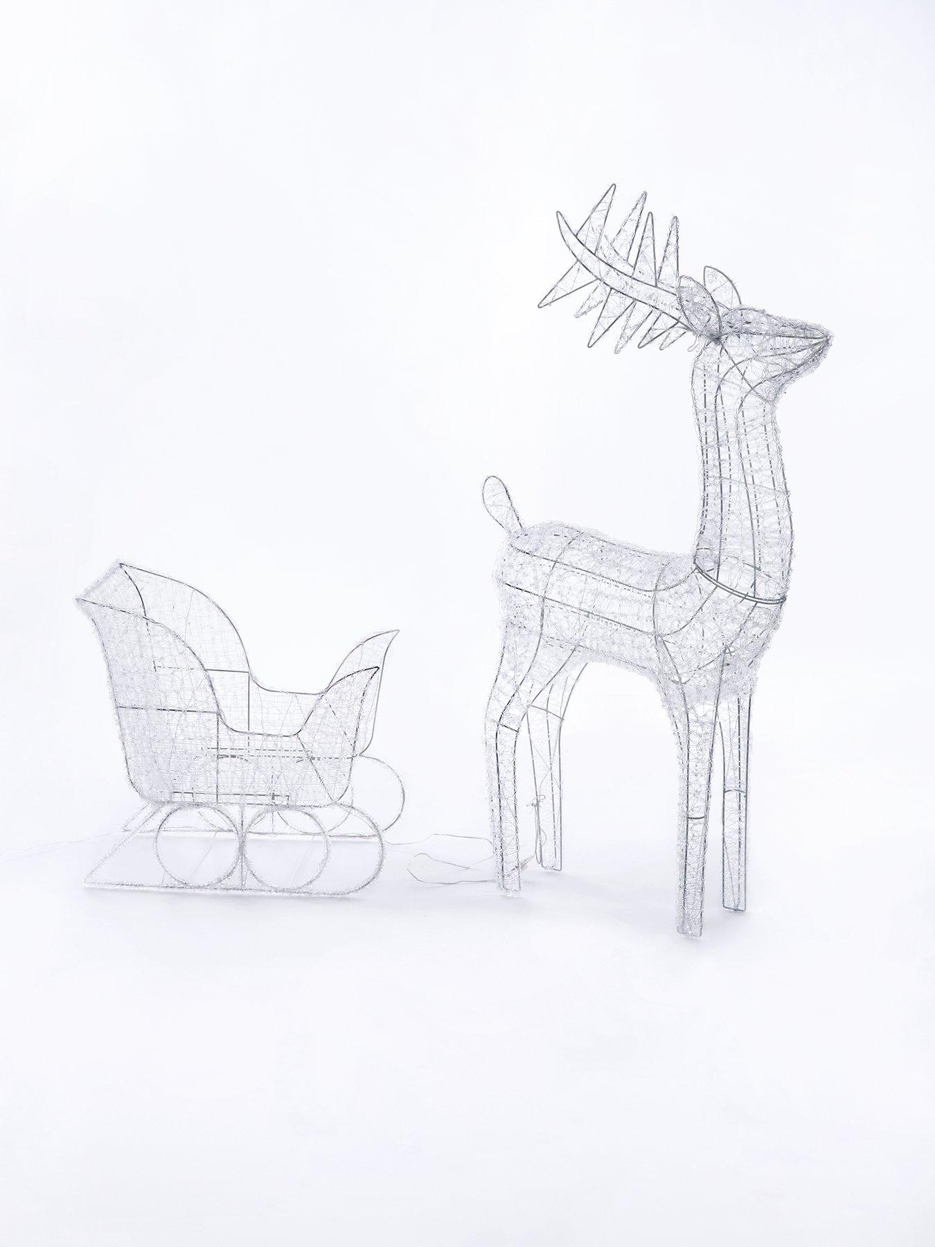 Image 3 of 5 of Very Home Large&nbsp;Acrylic Reindeer and Sleigh Light Up Outdoor Christmas Decoration