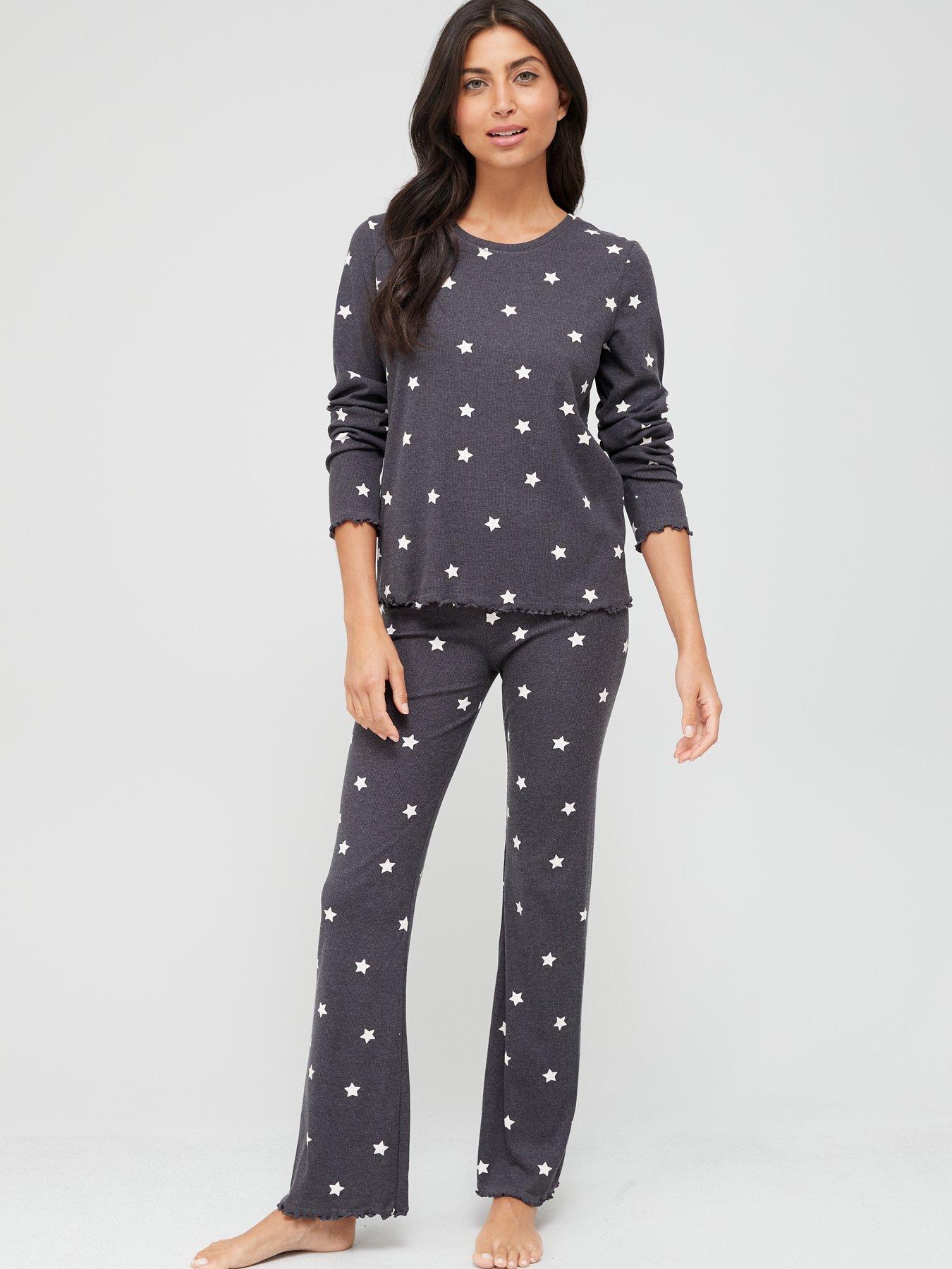Grey Lindex Exclusive Cotton Blend Printed Pyjama Top in Grey Womens Clothing Nightwear and sleepwear Pyjamas 