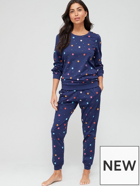 v-by-very-crew-neck-and-jogger-star-print-pyjama-set-navymultinbsp
