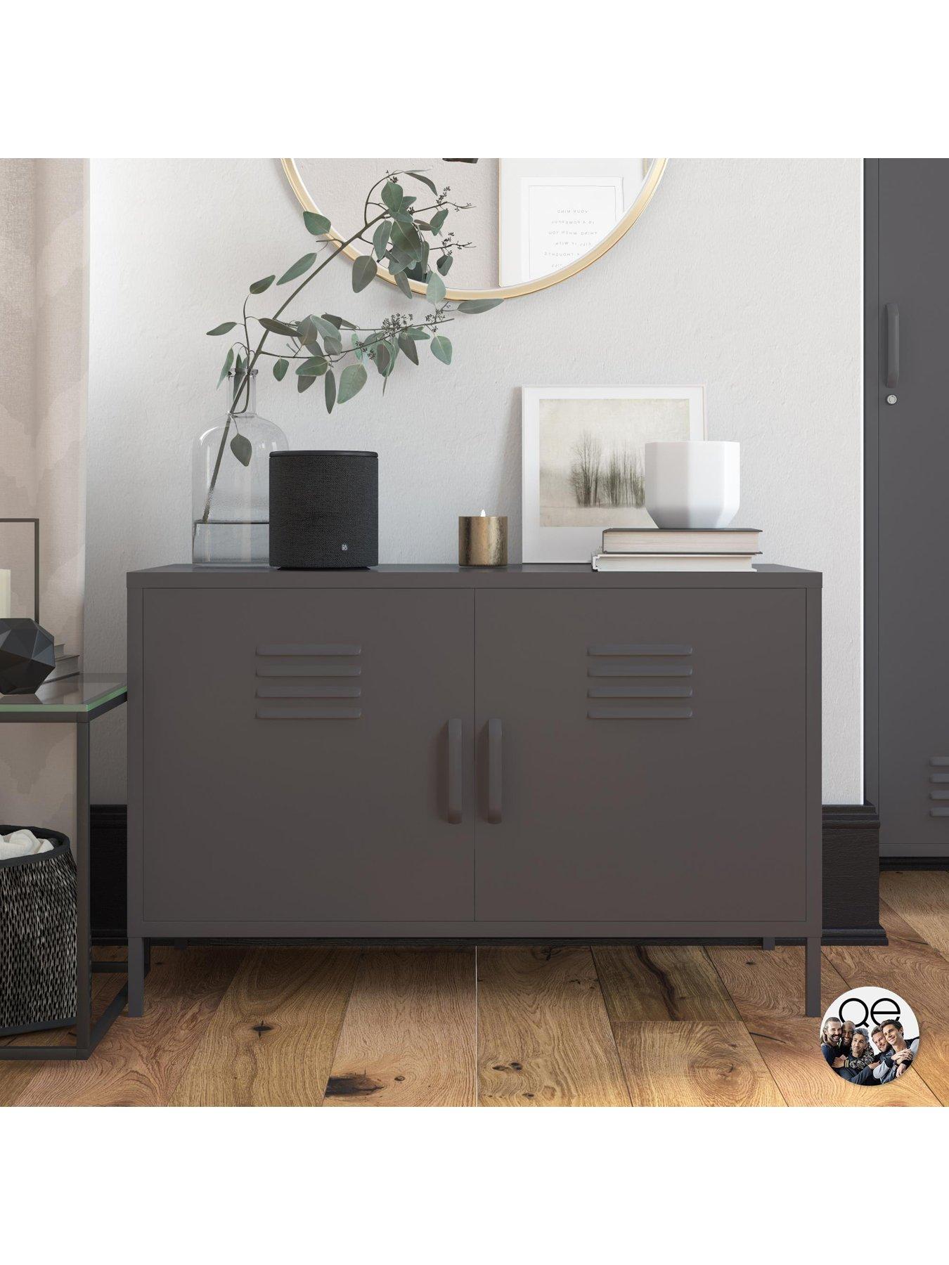 Dorel Home Bradford 2 Door Metal Accent Cabinet - Grey