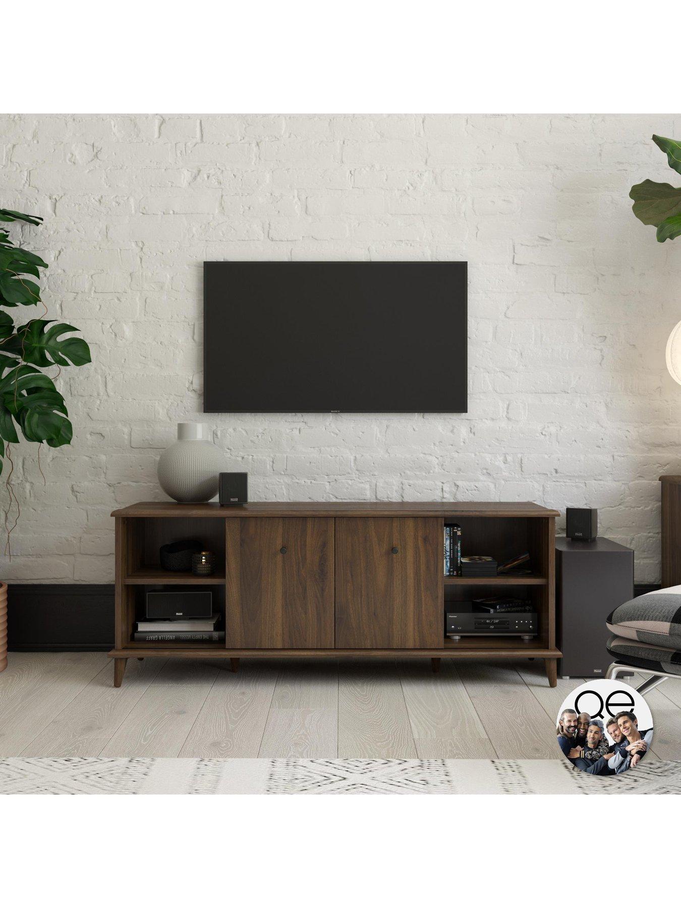 Details about   TV Stand Mid-Century Modern Home Entertainment Center for tv up to 47" Black 