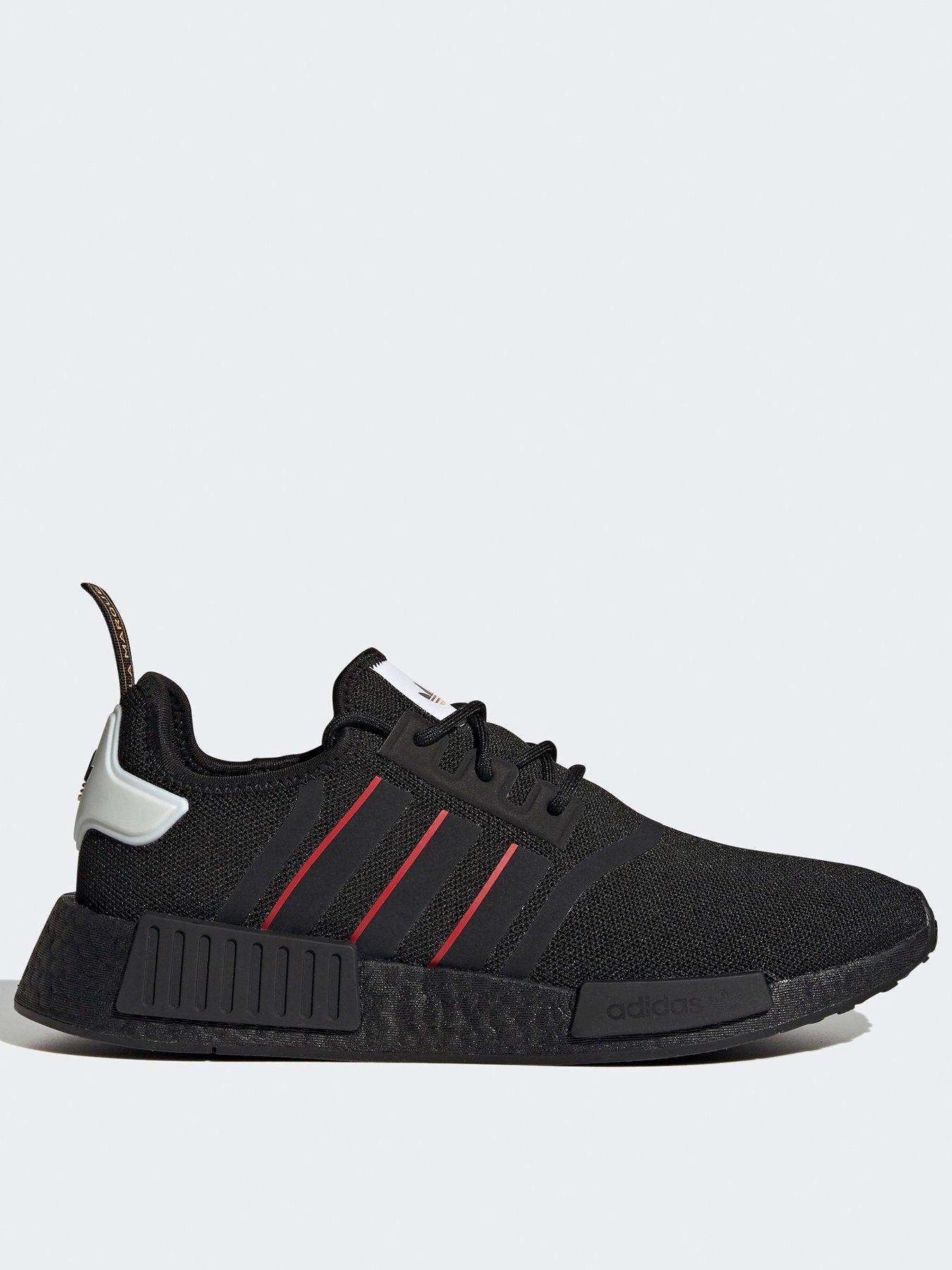 Adidas black 2025 red trainers