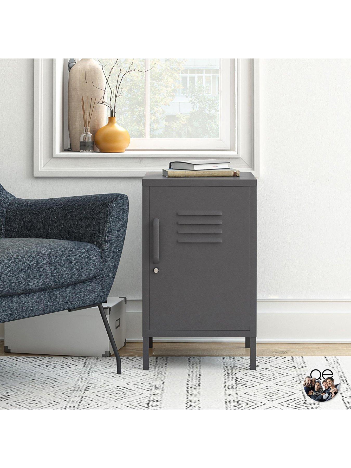 Product photograph of Queer Eye Bradford Metal Locker End Table - Grey from very.co.uk