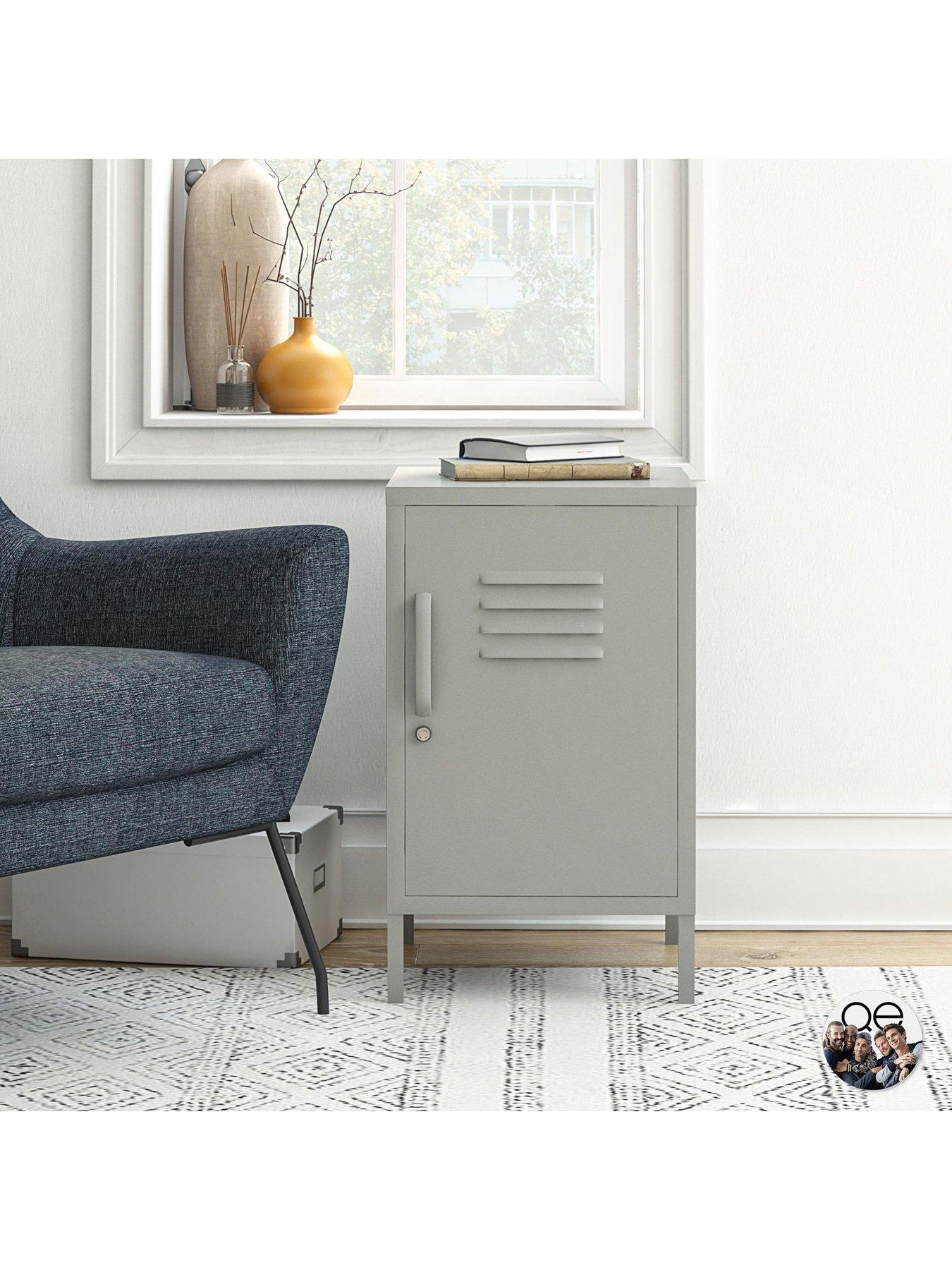 Product photograph of Queer Eye Bradford Metal Locker End Table - Taupe from very.co.uk