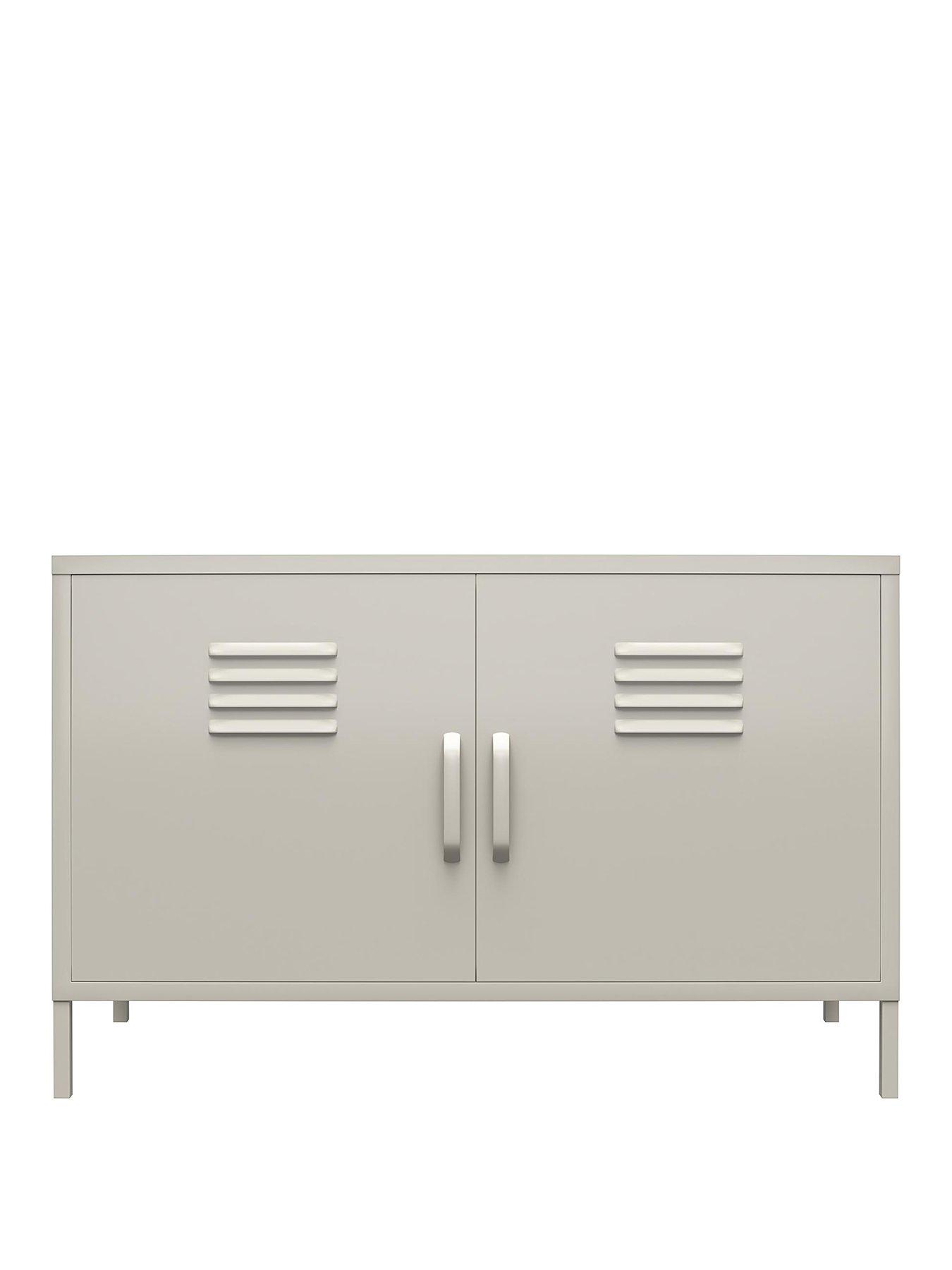 Image 2 of 6 of Dorel Home Bradford 2 Door Metal Accent Cabinet - Taupe