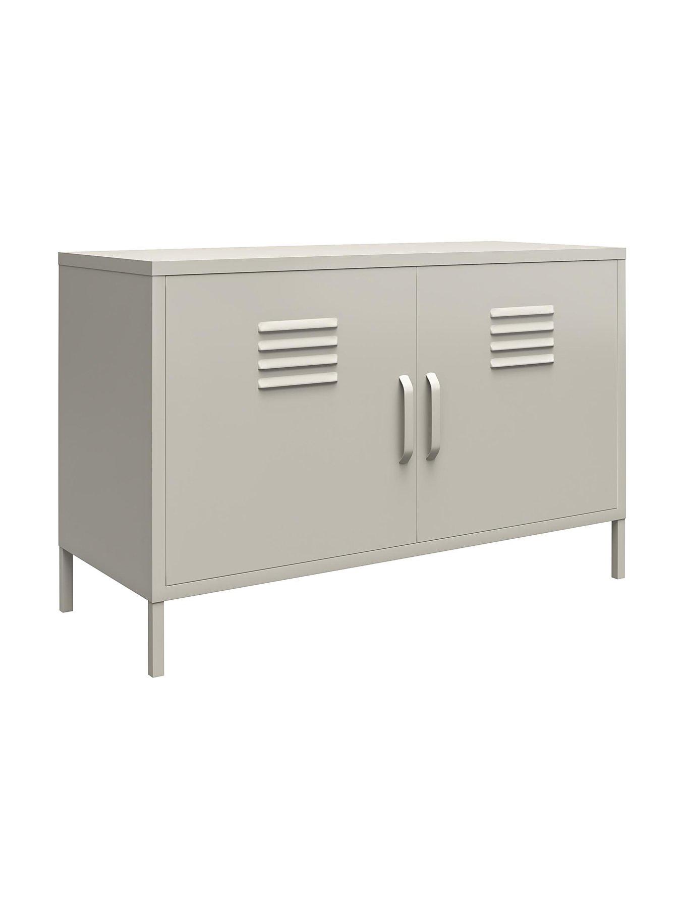 Image 5 of 6 of Dorel Home Bradford 2 Door Metal Accent Cabinet - Taupe