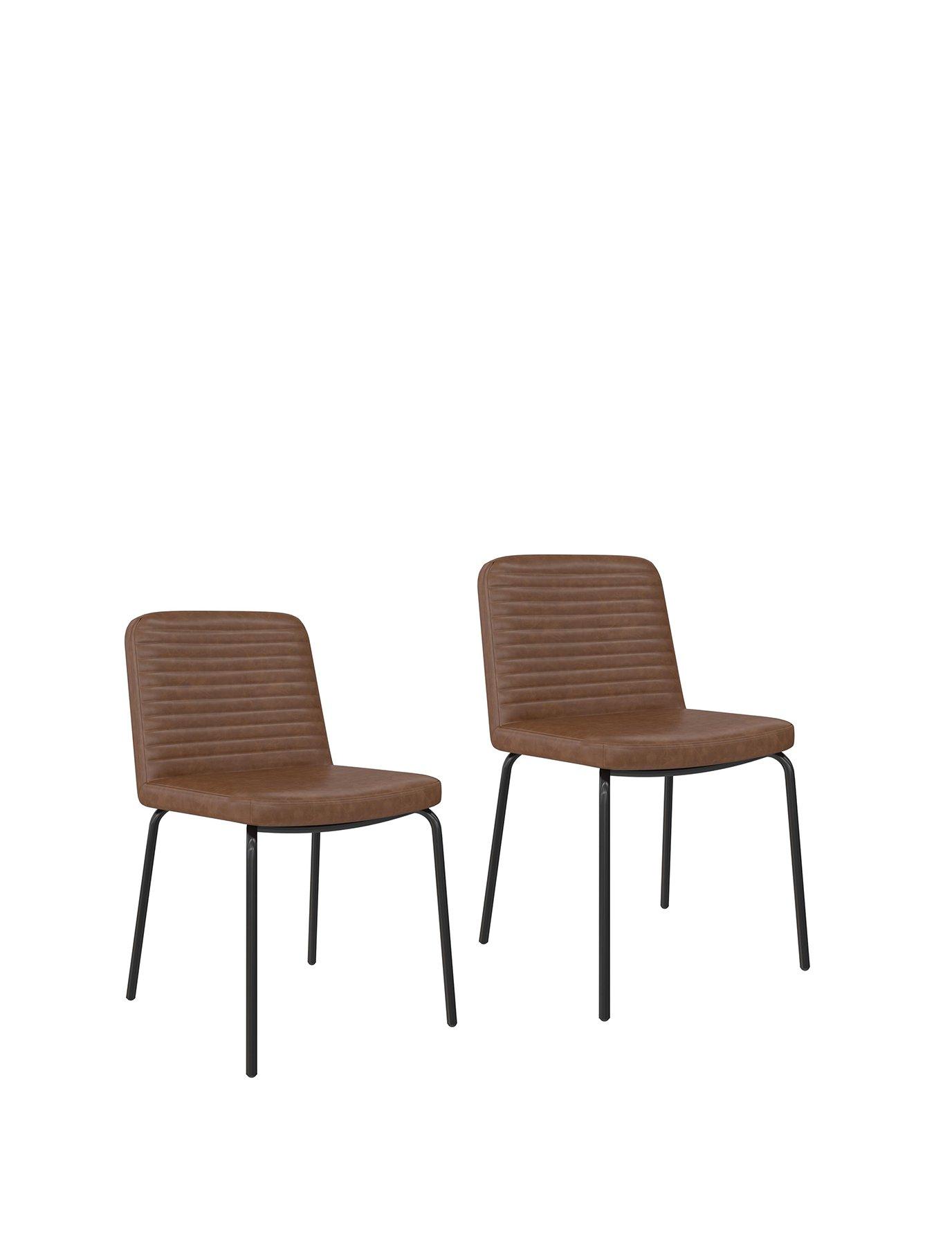 Product photograph of Queer Eye Corey Pair Of Dining Chairs - Camel from very.co.uk