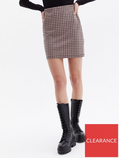 new-look-check-jersey-mini-tube-skirt-black