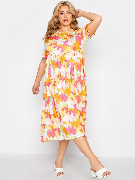 front image of yours-clothing-bright-floral-tshirt-dress