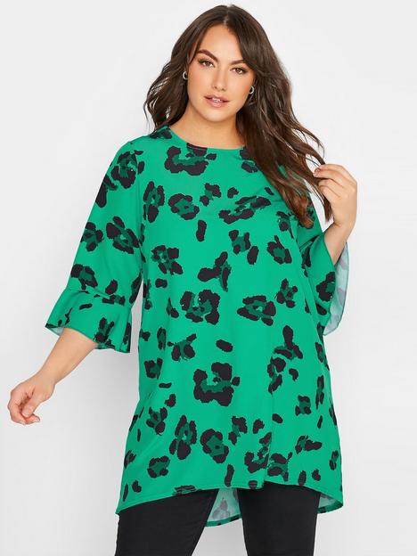 yours-clothing-hot-green-animal-flute-sleeve-tunic