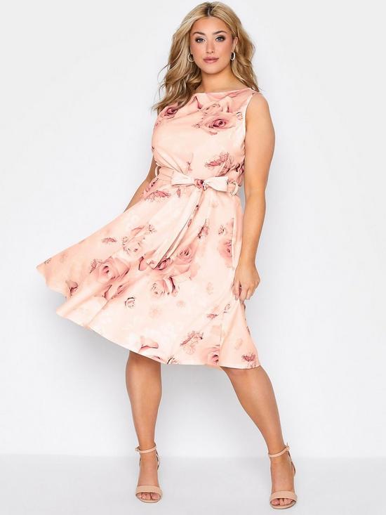 front image of yours-clothing-floral-skater-dress