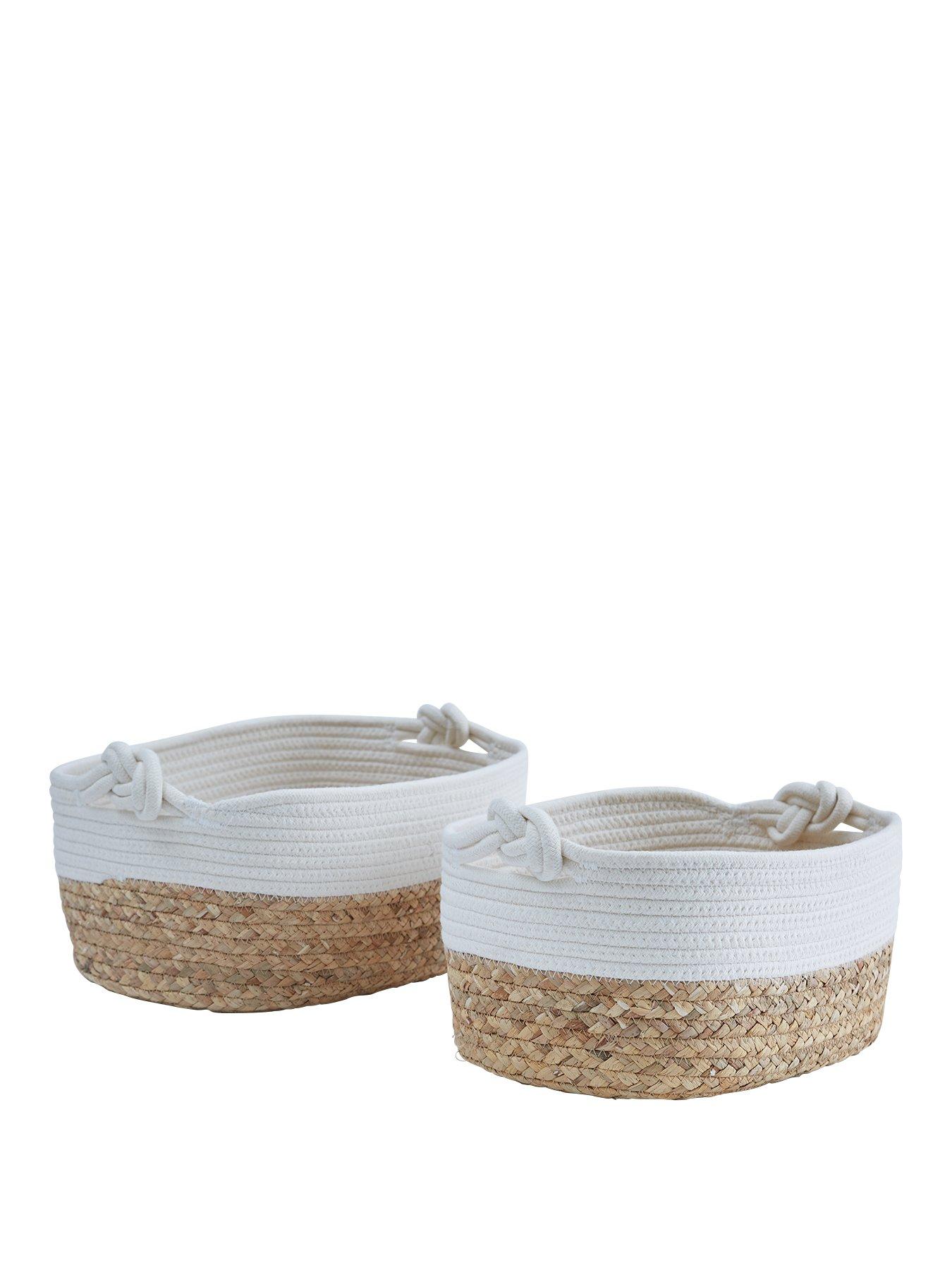 undefined Set of 2 Round Cotton/Seagrass Storage Baskets