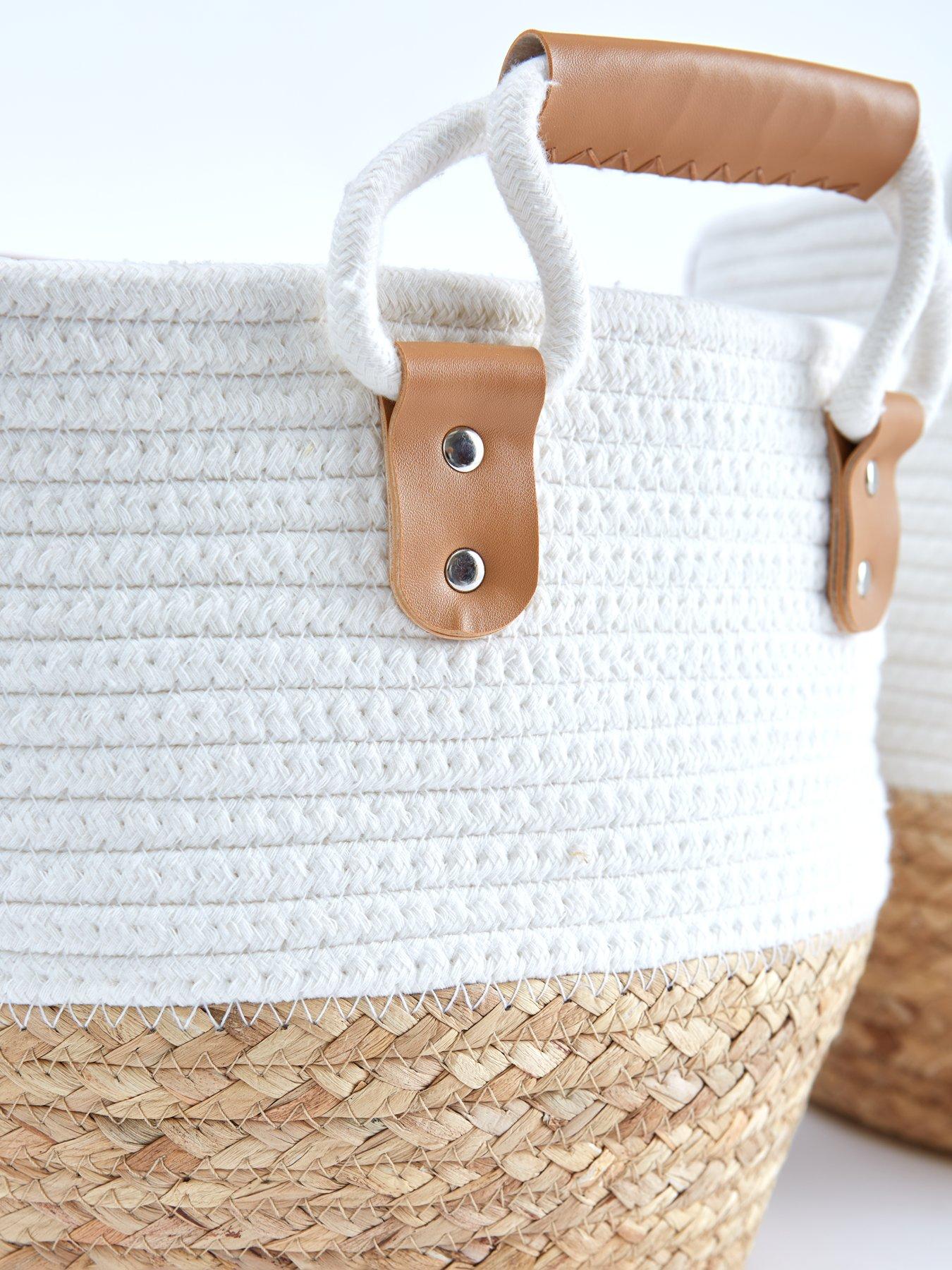 Image 3 of 5 of Very Home Set of 2 Round Cotton/Seagrass Storage Baskets&nbsp;